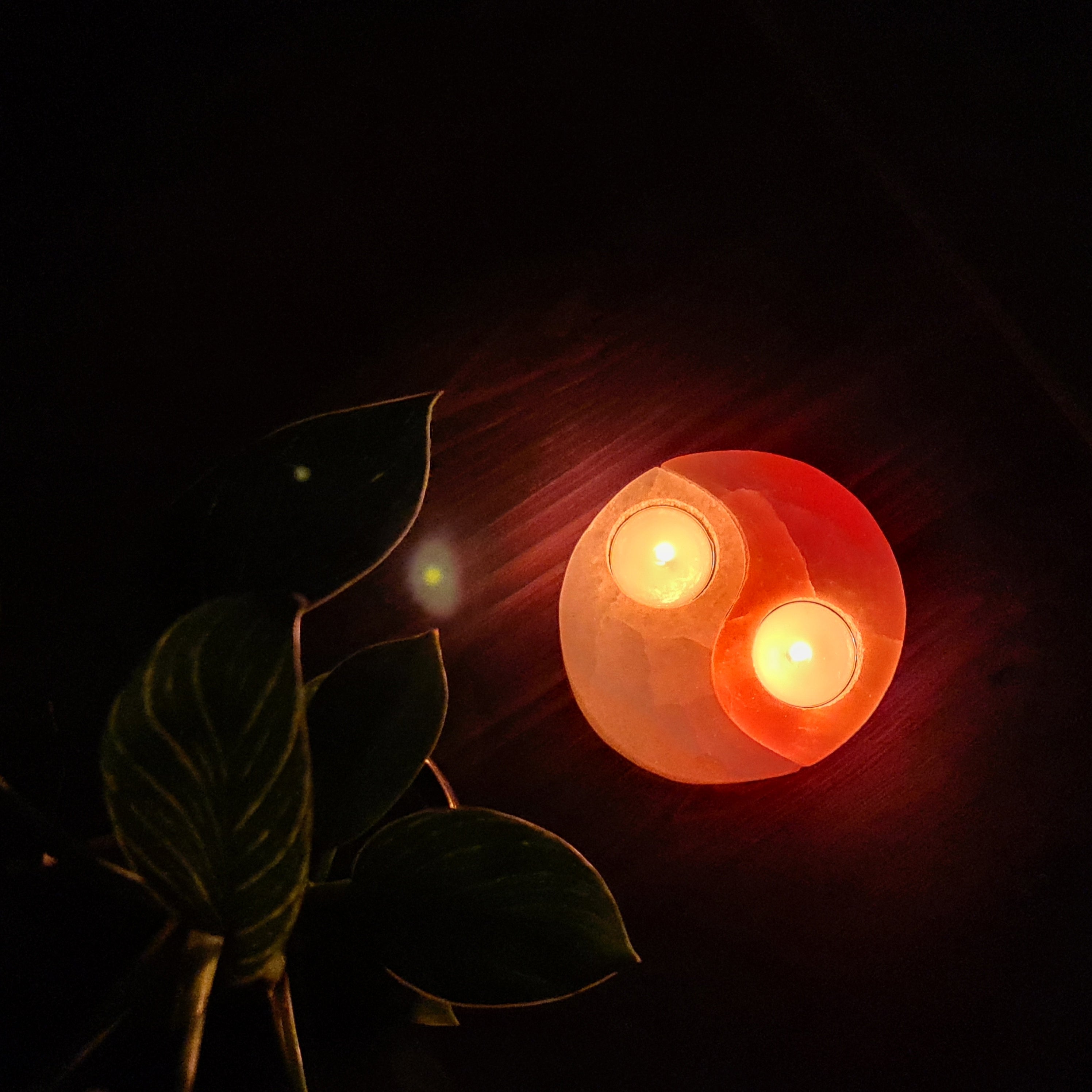 Selenit Teelichthalter Yin Yang