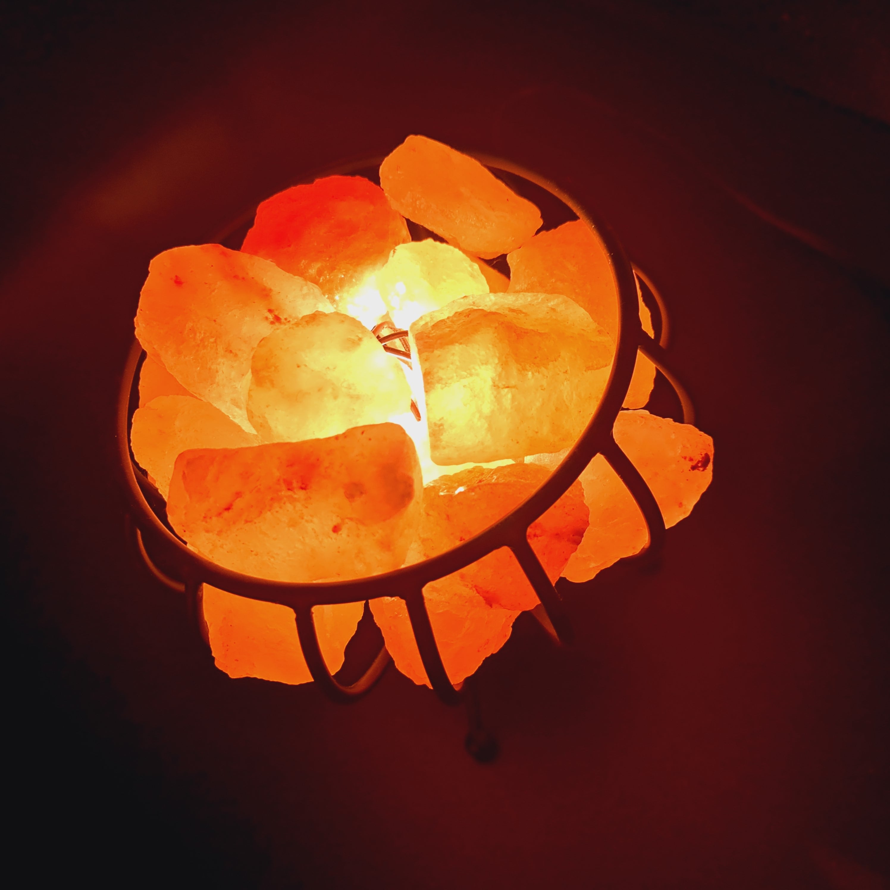 Himalaya Salzlampe - Klein Runder Korb mit Steinsalzbrocken , Schatulle (Klein)