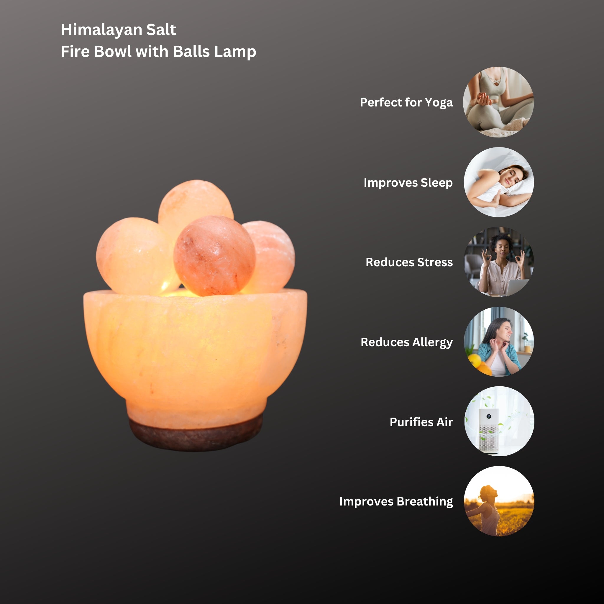 Himalaya Salzlampe - Feuerschale mit Kugeln