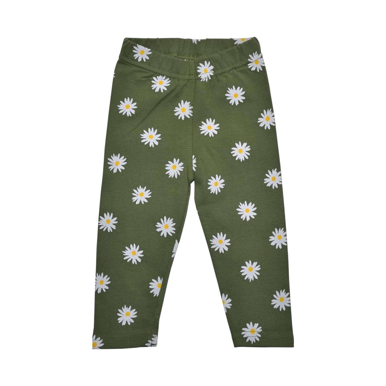 Mini-Mädchen Leggings Olivgrün Blumen