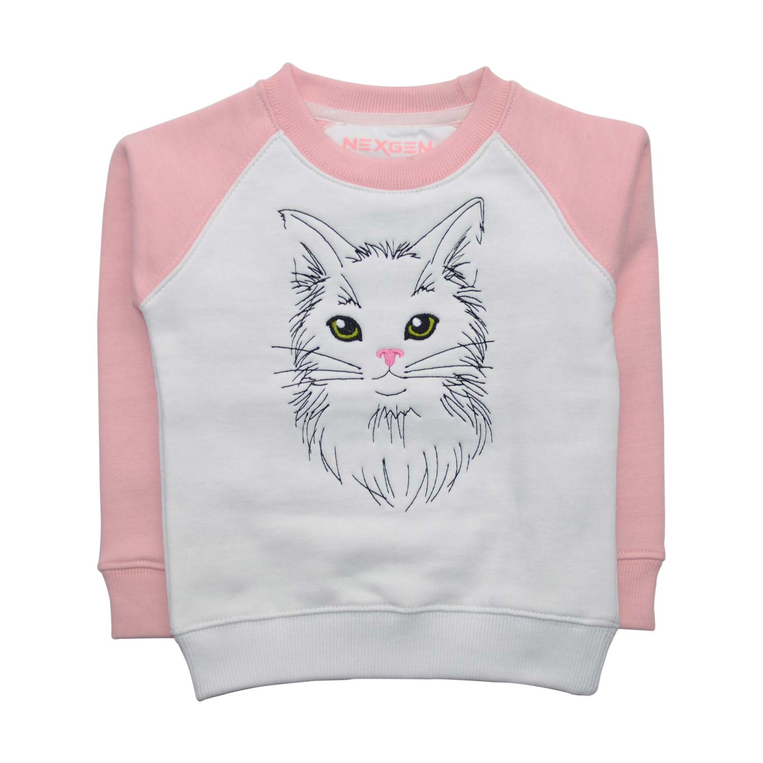 Mini-Mädchen Sweatshirts Pullover Stickerei Pink und Weiß