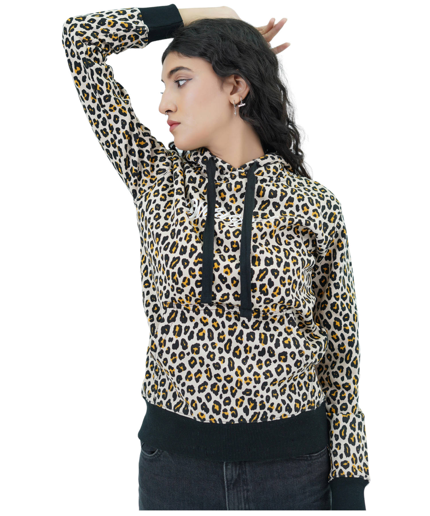 Damen Hoodie Kapuzenpullover Cheetah