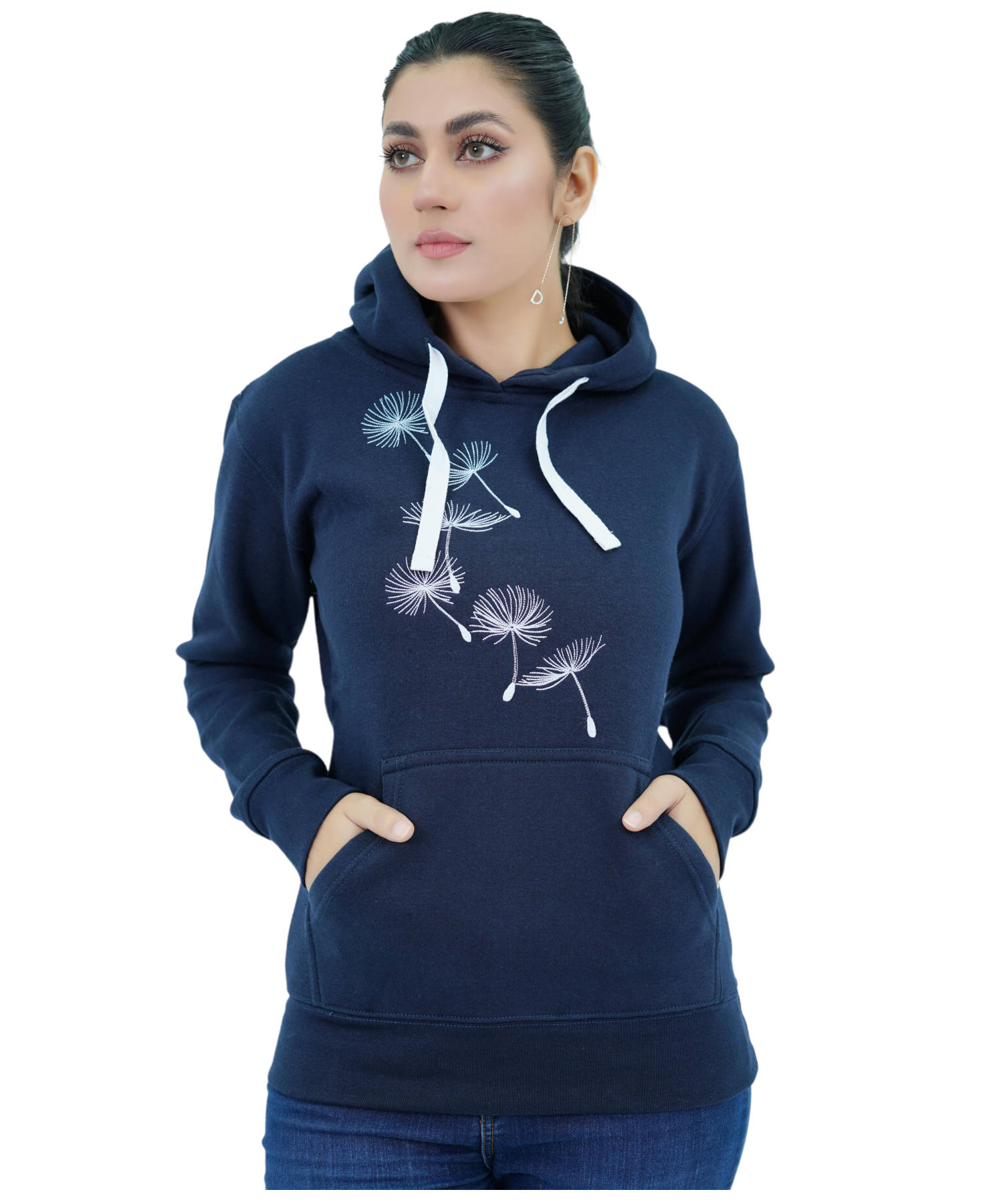 Damen Hoodie Kapuzenpullover Blau