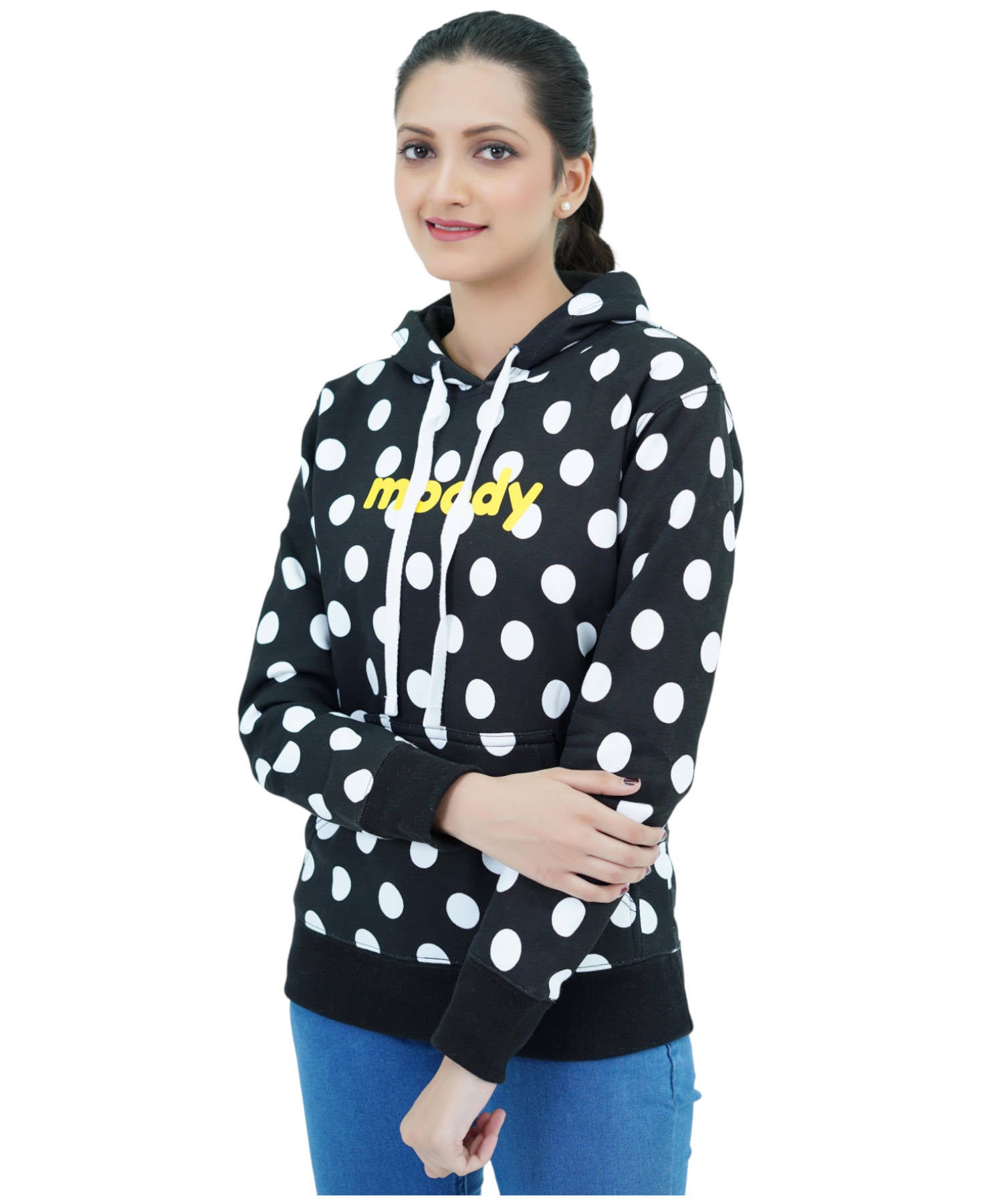 Damen Hoodie Kapuzenpullover Schwarz.