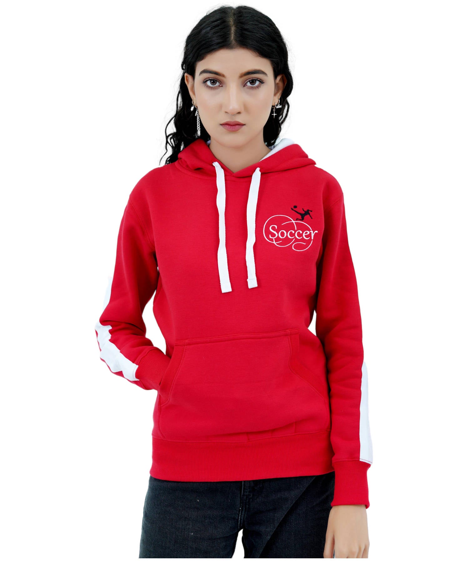 Damen Hoodie Kapuzenpullover Rot.