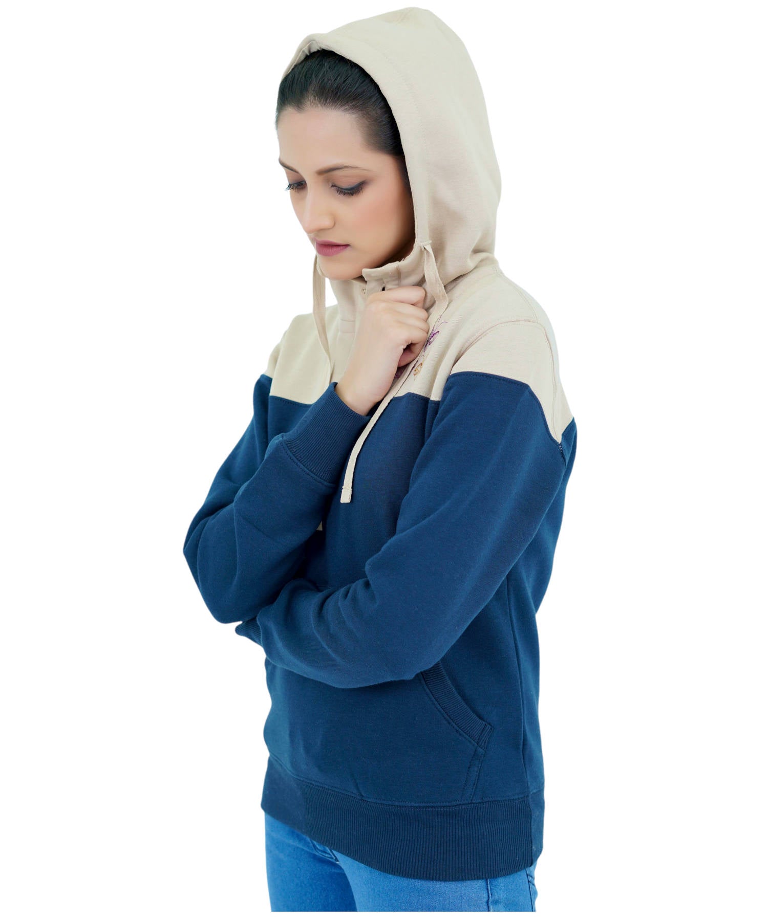 Damen Hoodie Kapuzenpullover Blau&Haut