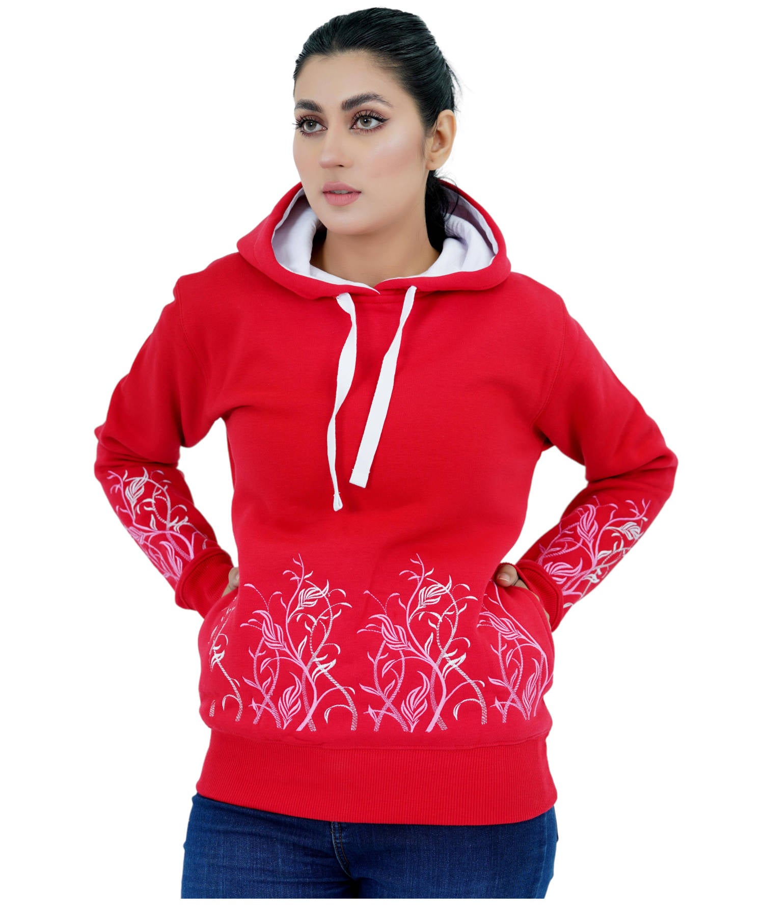 Damen Hoodie Kapuzenpullover Rot