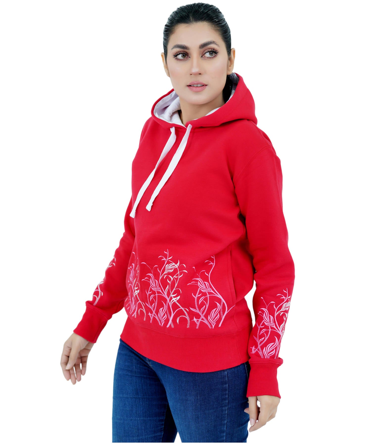 Damen Hoodie Kapuzenpullover Rot