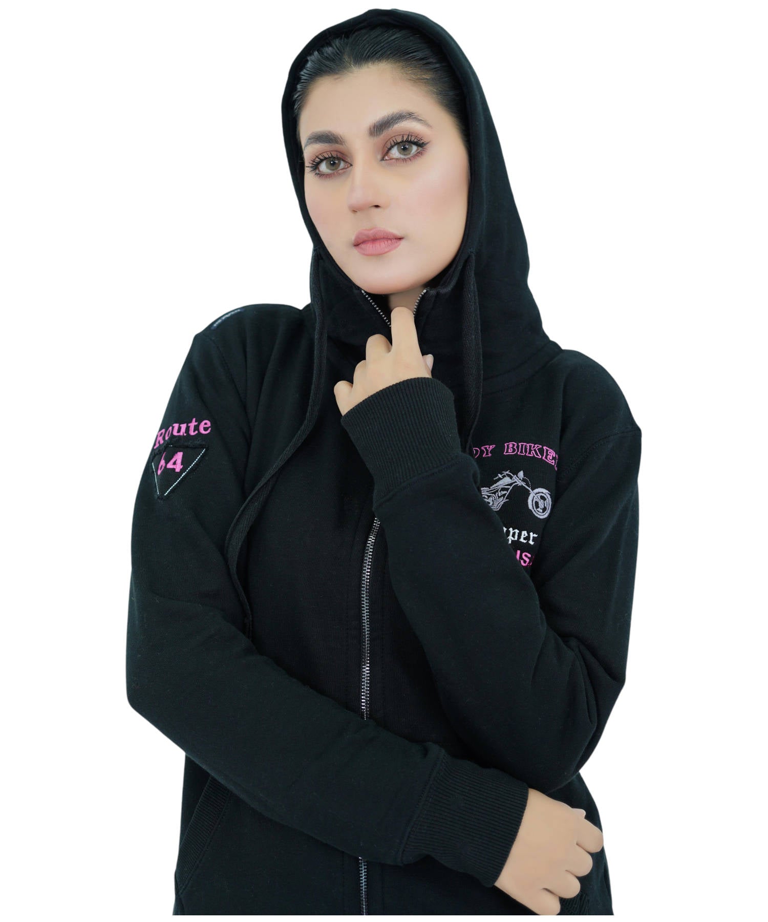 Damen Kapuzensweatjacke Hoodie mit Reißverschluss Lila