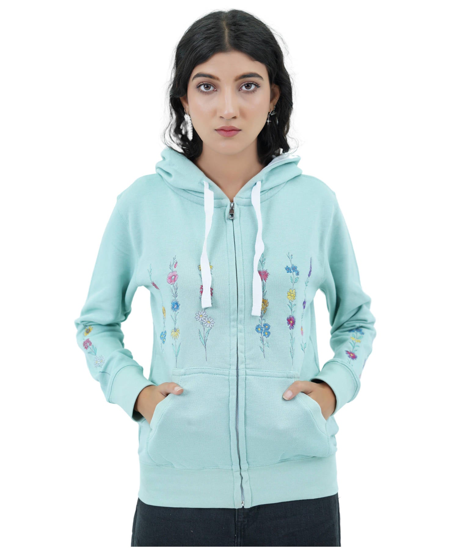 Damen Fleece Hoodie Pulli Kapuzenpullover Sweatjacke Lila Reißverschluss