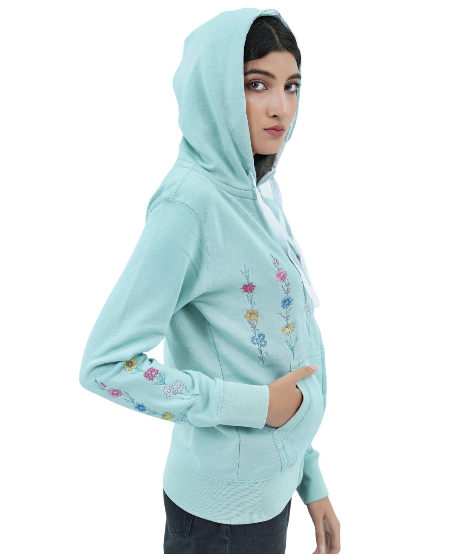 Damen Fleece Hoodie Pulli Kapuzenpullover Sweatjacke Lila Reißverschluss