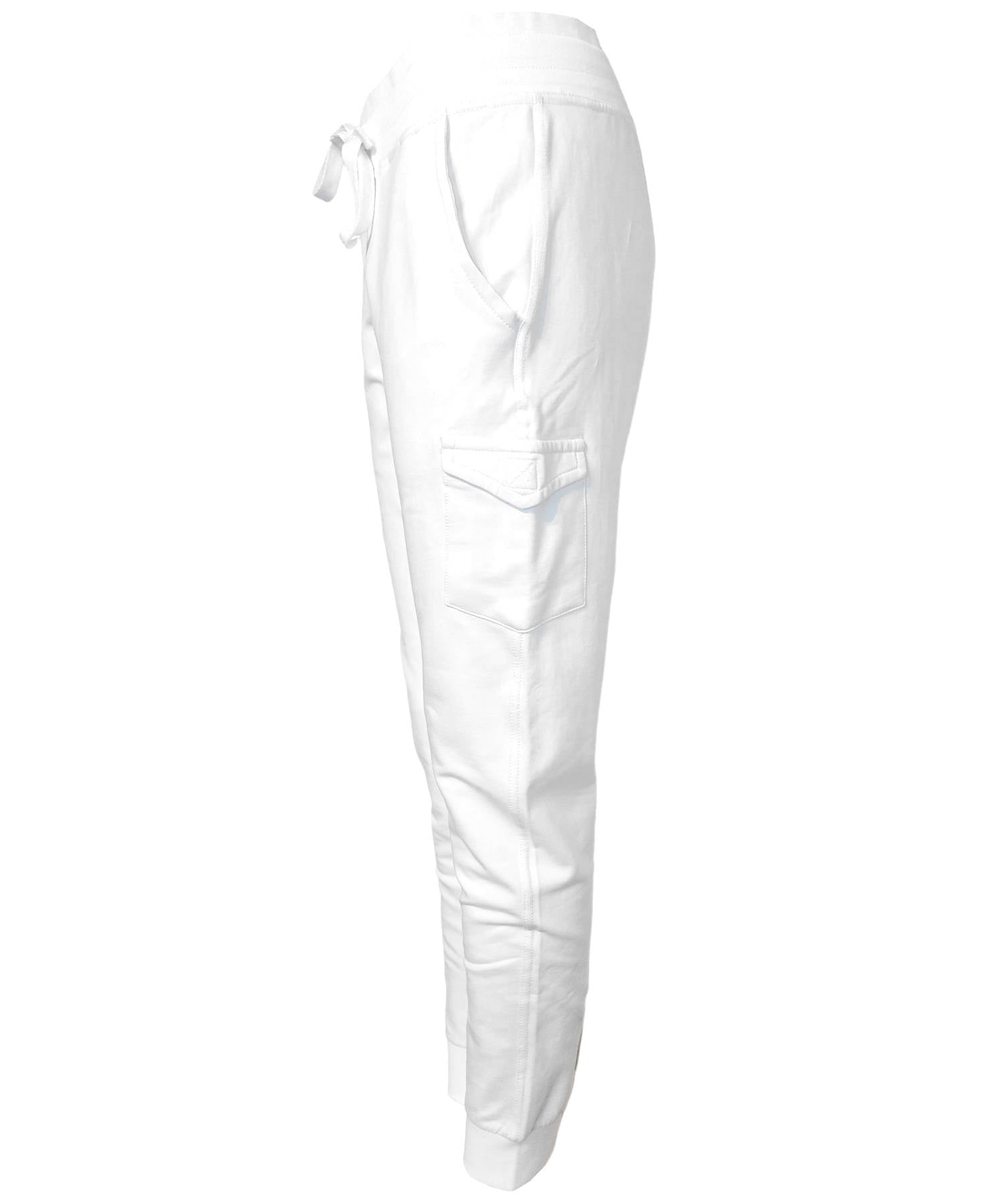 Damen Jogginghose Weiß mit Seitentaschen aus Baumwolle Slim Fit