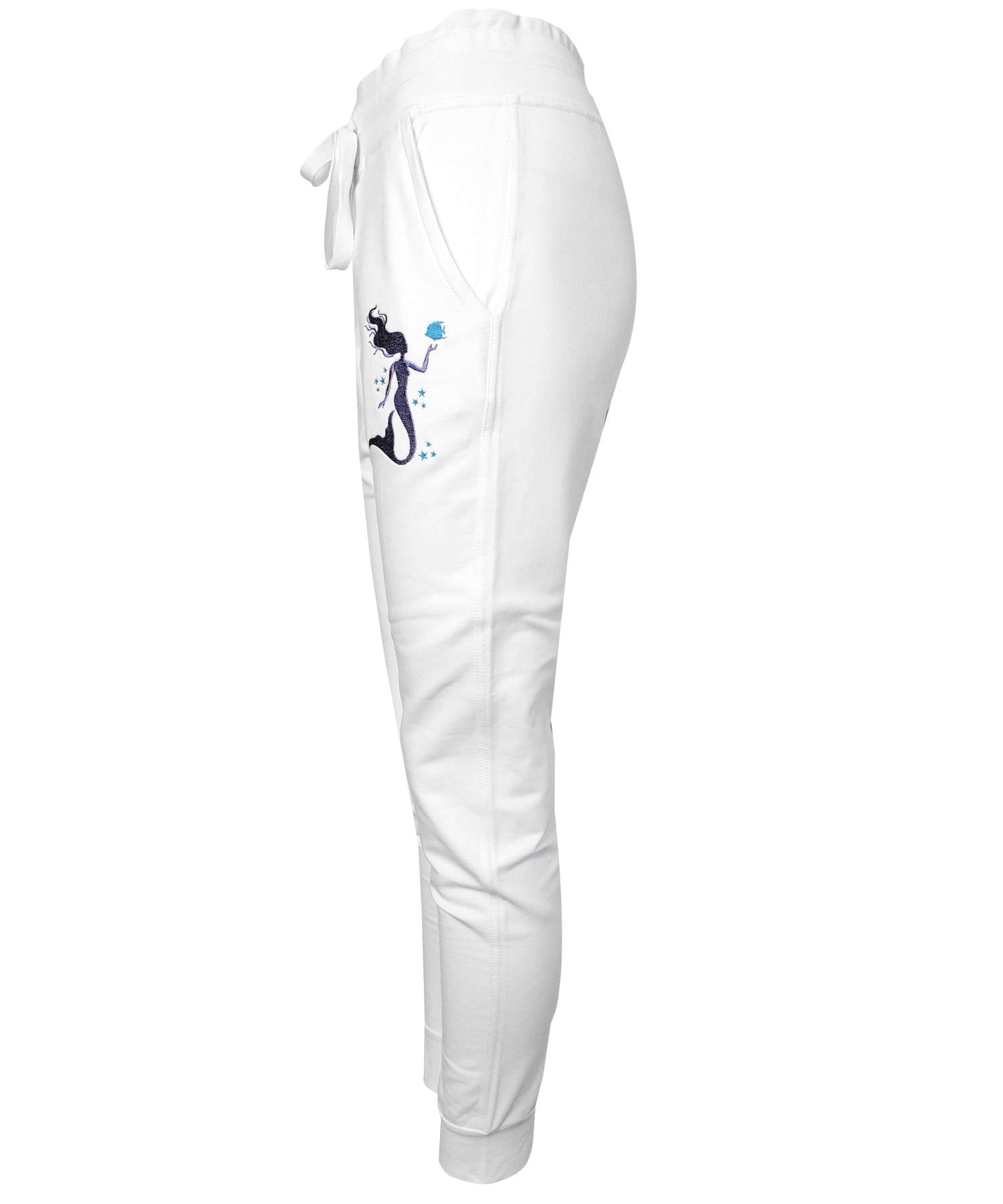 Damen Jogginghose Weiß mit Stickerei aus Baumwolle Slim Fit