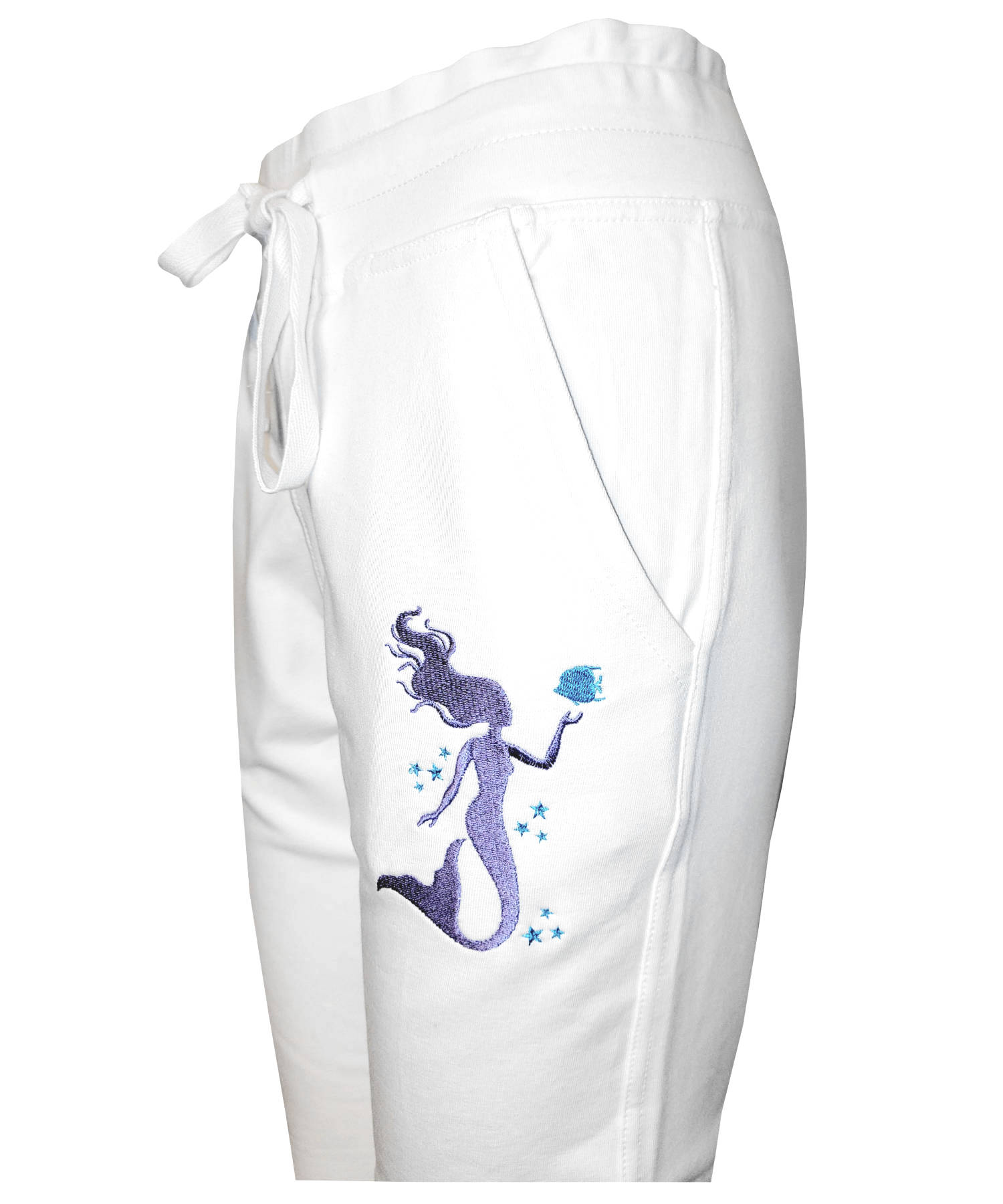 Damen Jogginghose Weiß mit Stickerei aus Baumwolle Slim Fit