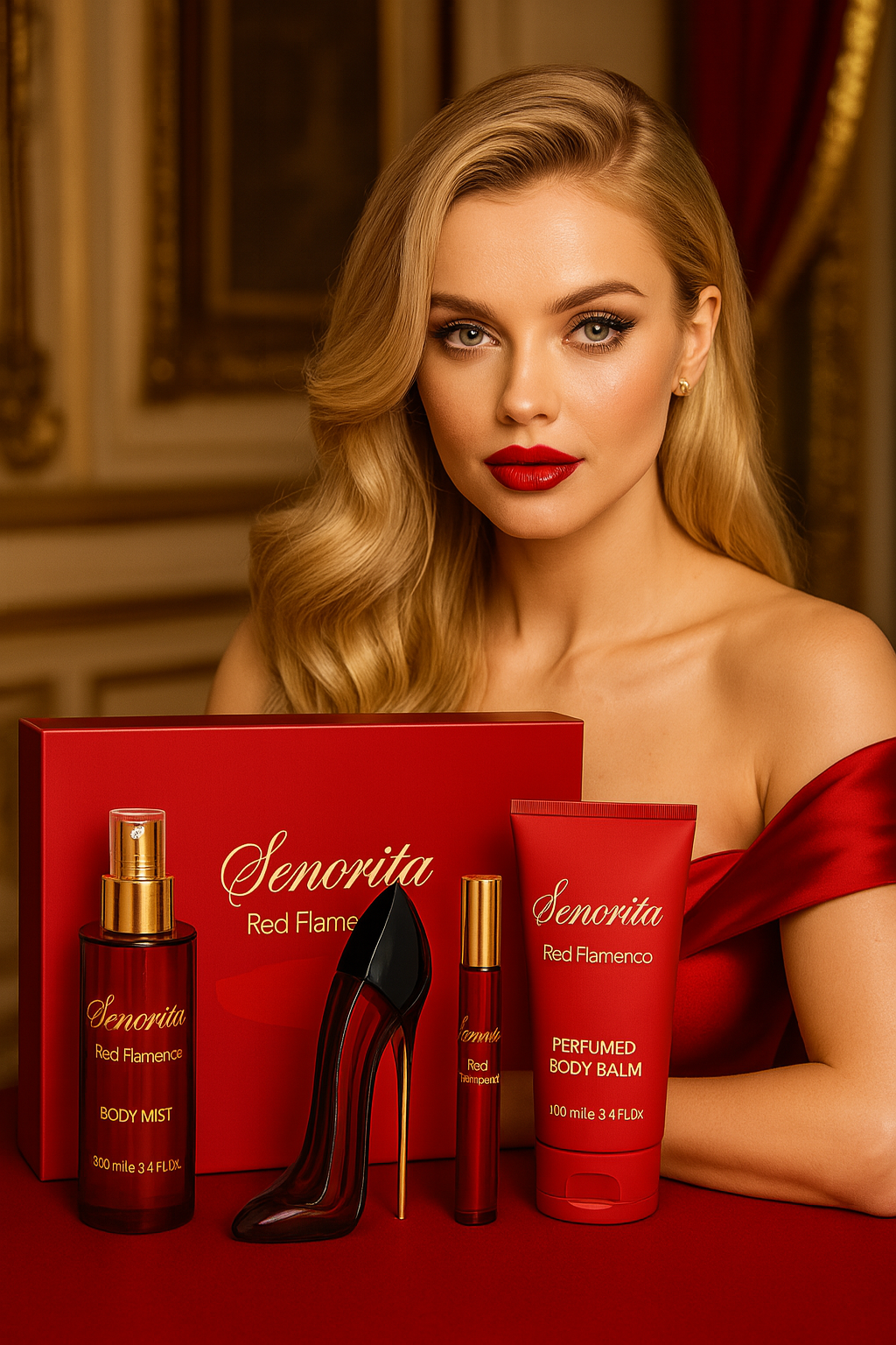 Pflege-Geschenkset Senorita Red Flamenco 4-tlg. Damen Geschenkset Hergestellt in UK