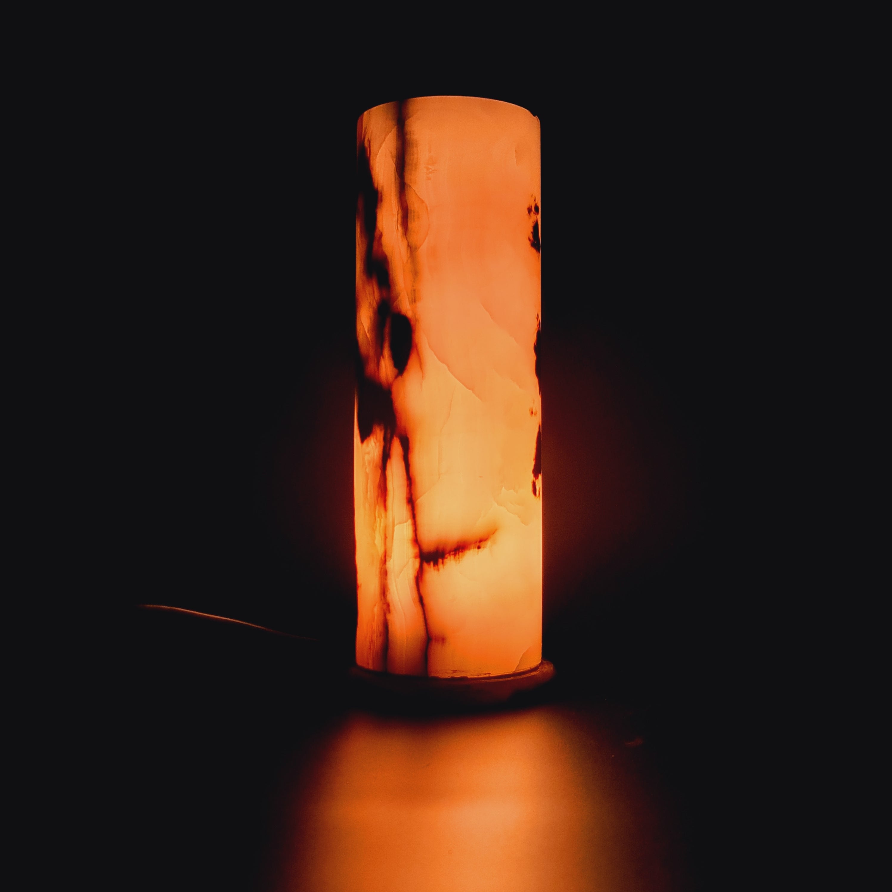 Onyx-Marmor-Tischlampe 12", Zylinderlampen, Marmor-Haushaltswaren, Kristall-Lampenzylinder, Marmor-Wohnkultur, Steinlampen