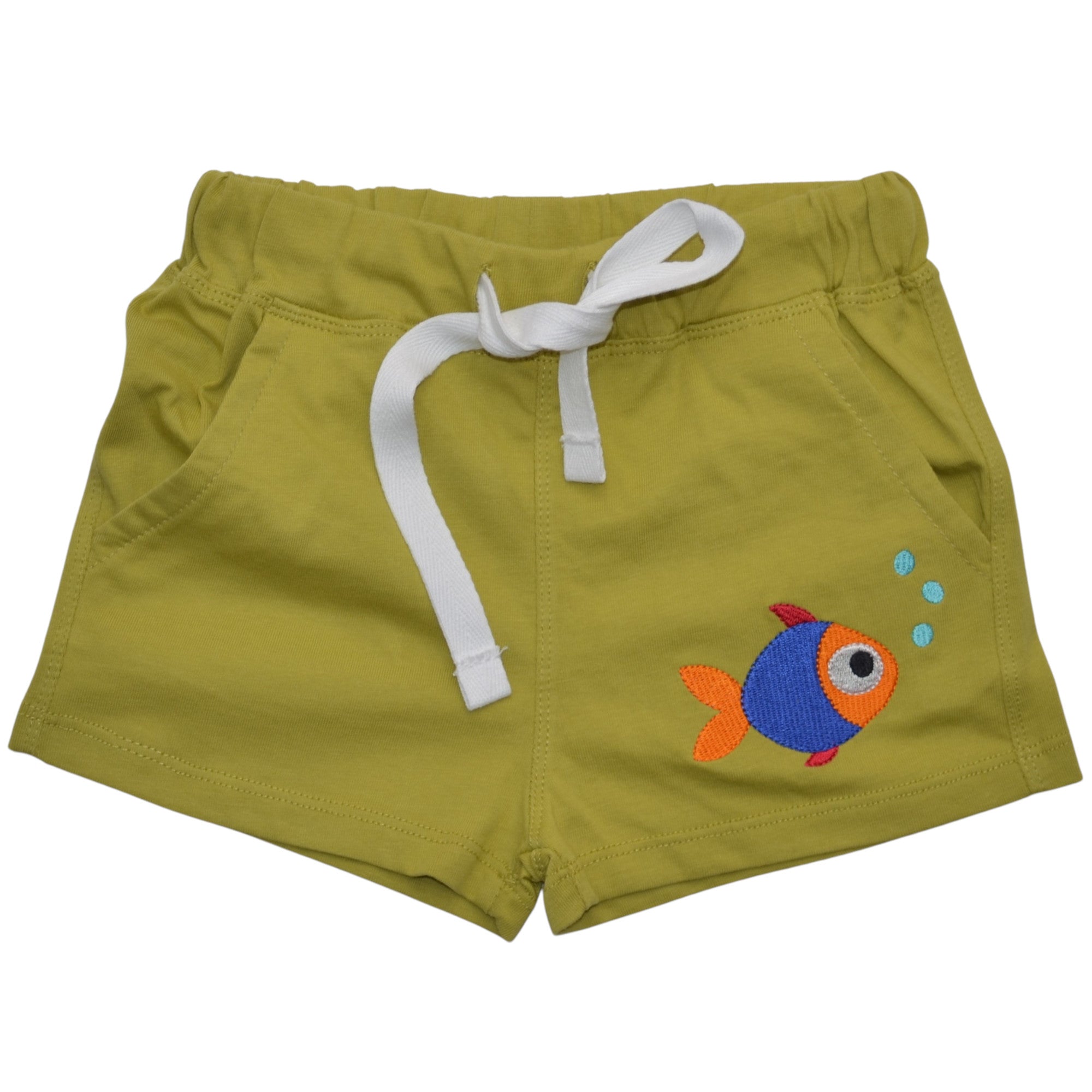 Mini-Mädchen Shorts Baby Shorts Olivegrün Fisch Stickerei