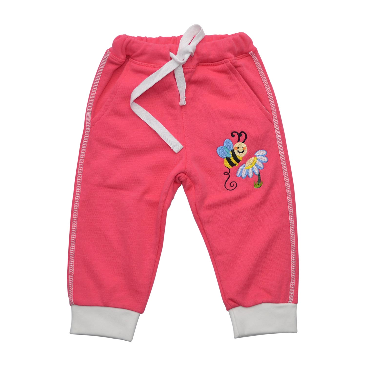 Mini-Mädchen Terryhose pink mit Stickerei