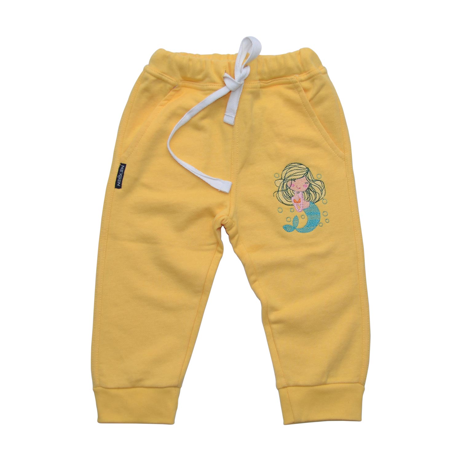 Mini-Mädchen Terryhose gelb mit Stickerei
