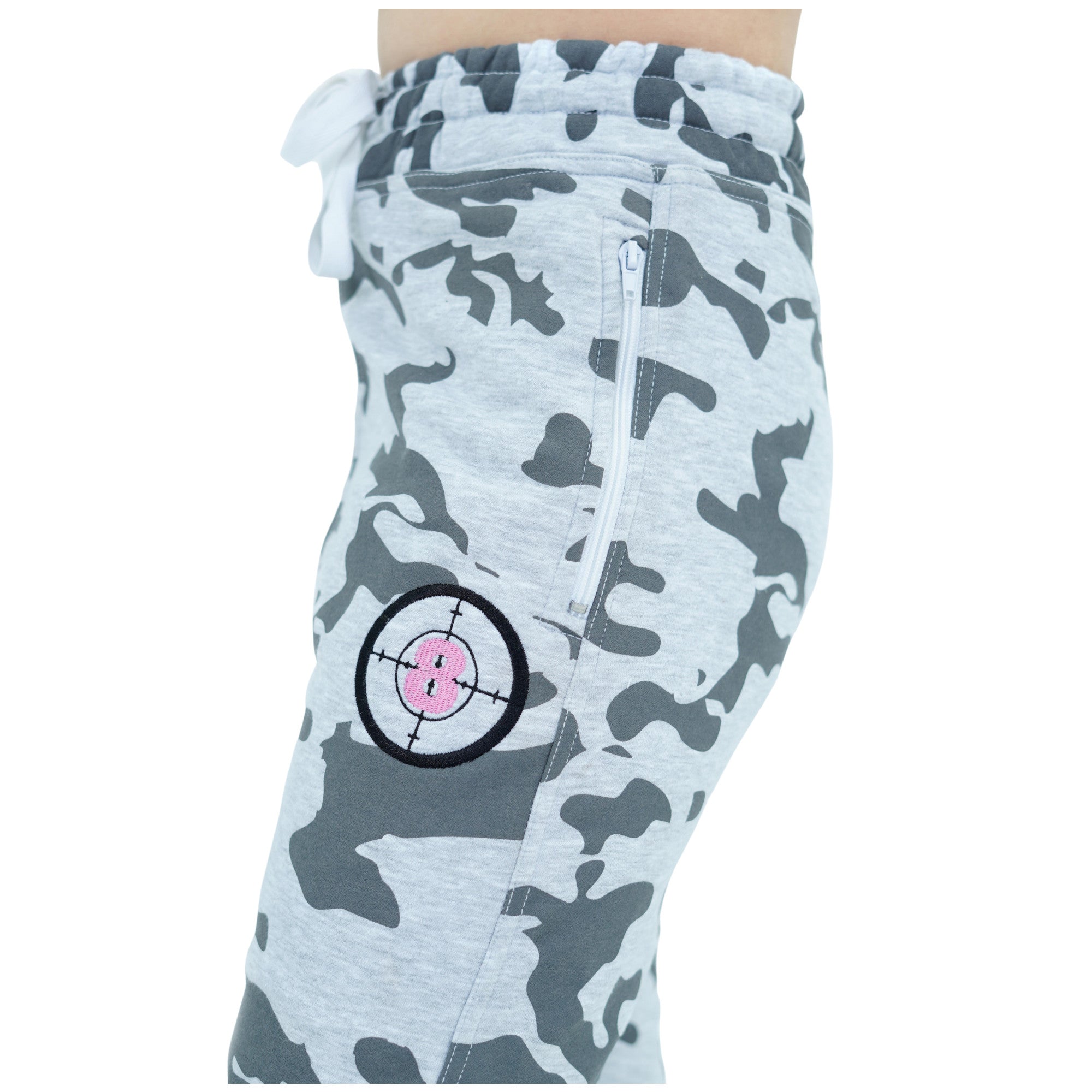 Damen Jogginghose Fleece Grau Stickerei