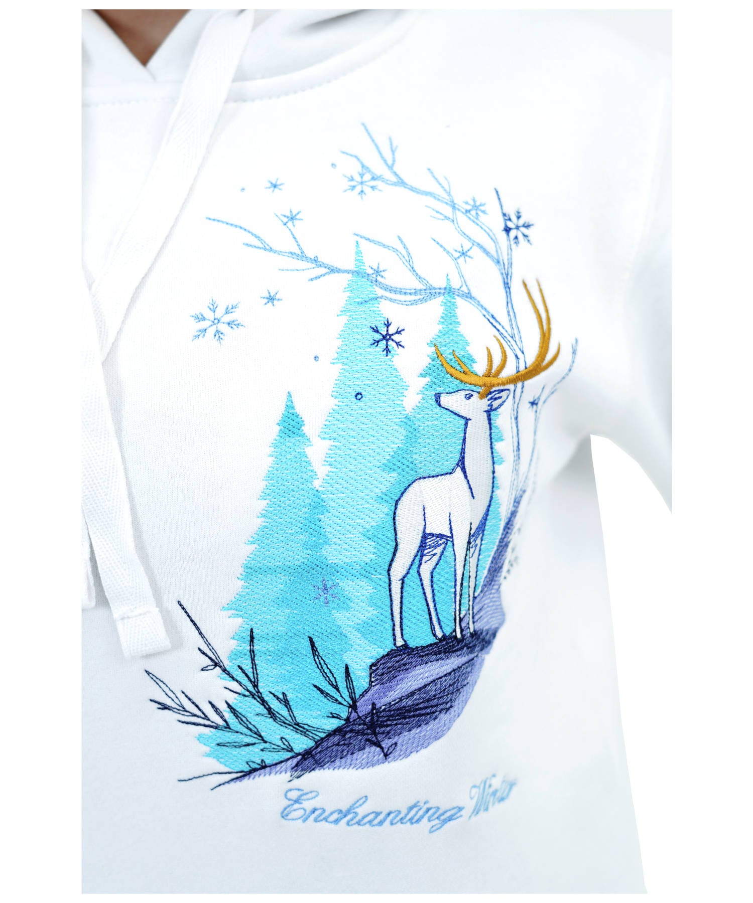 Damen Hoodie Kapuzenpullover Weiss