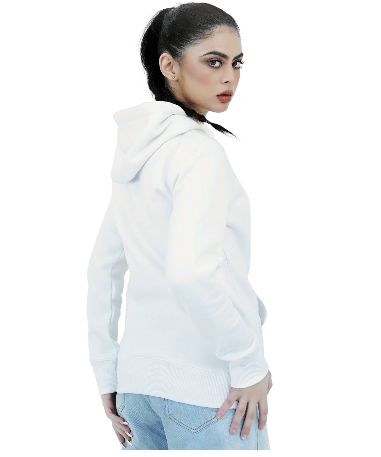 Damen Hoodie Kapuzenpullover Weiss