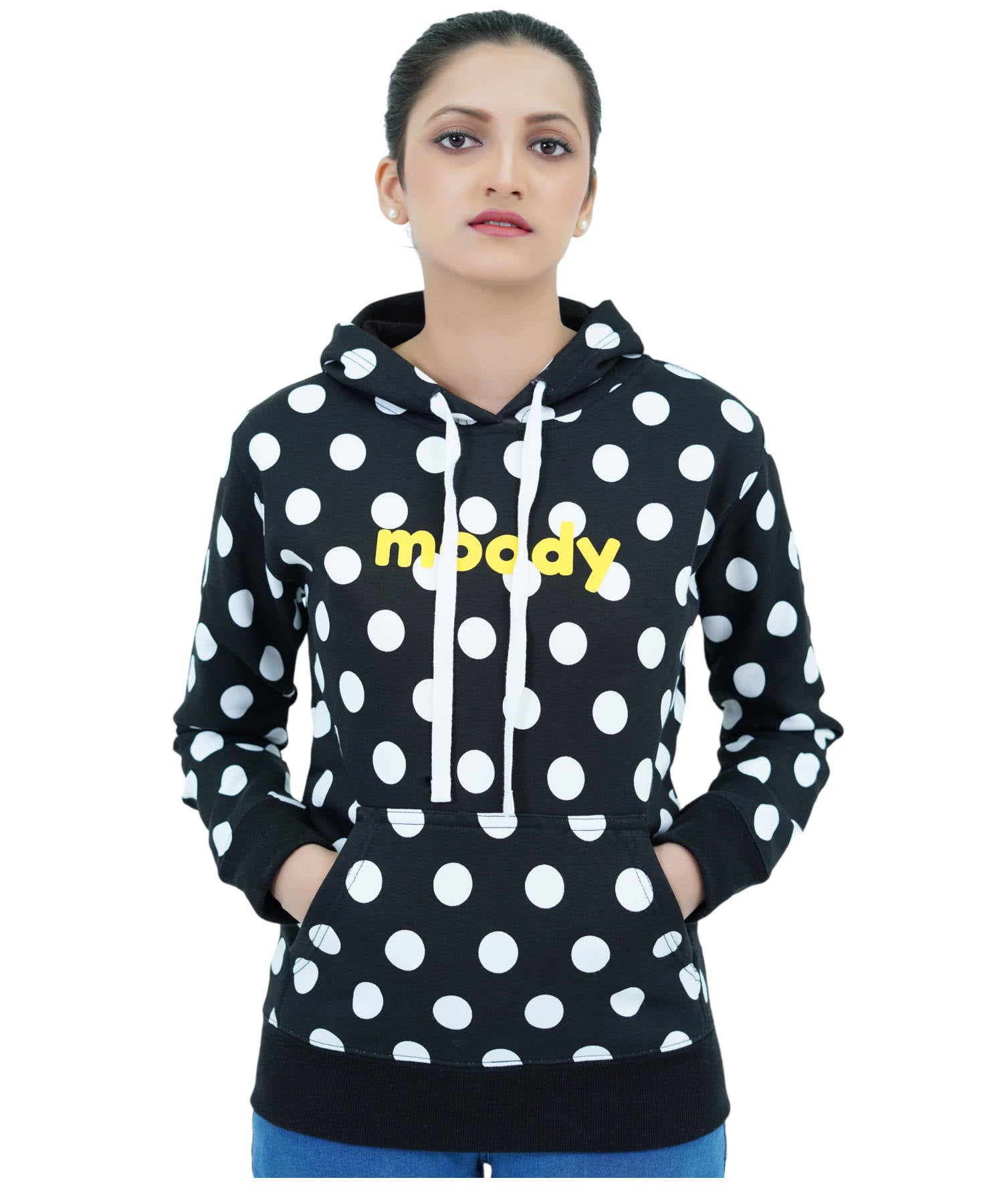 Damen Hoodie Kapuzenpullover Schwarz.