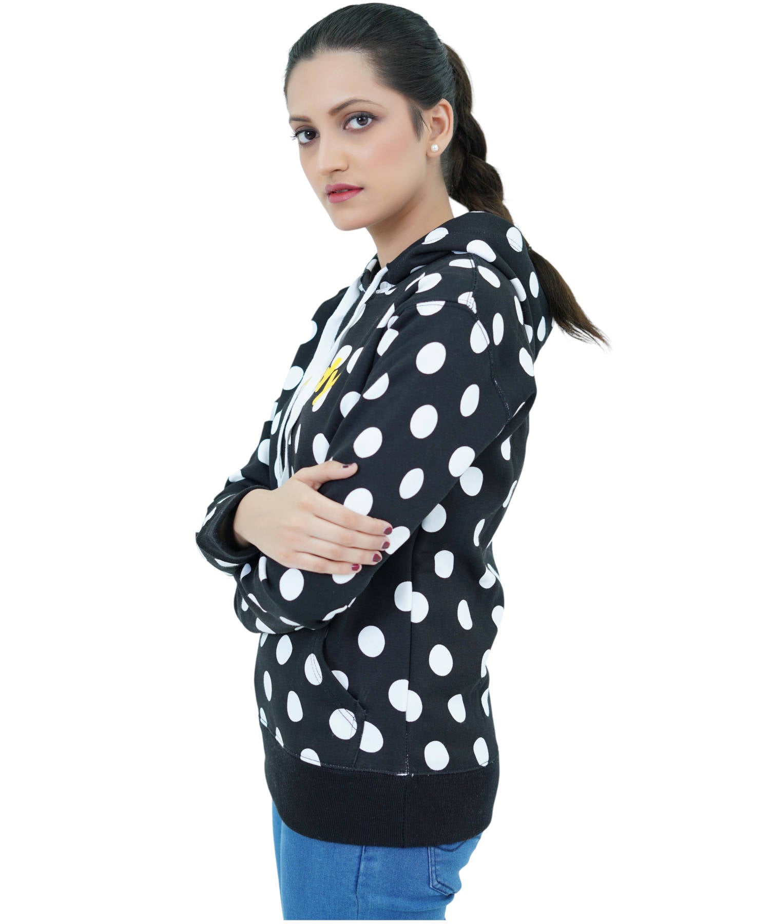 Damen Hoodie Kapuzenpullover Schwarz.