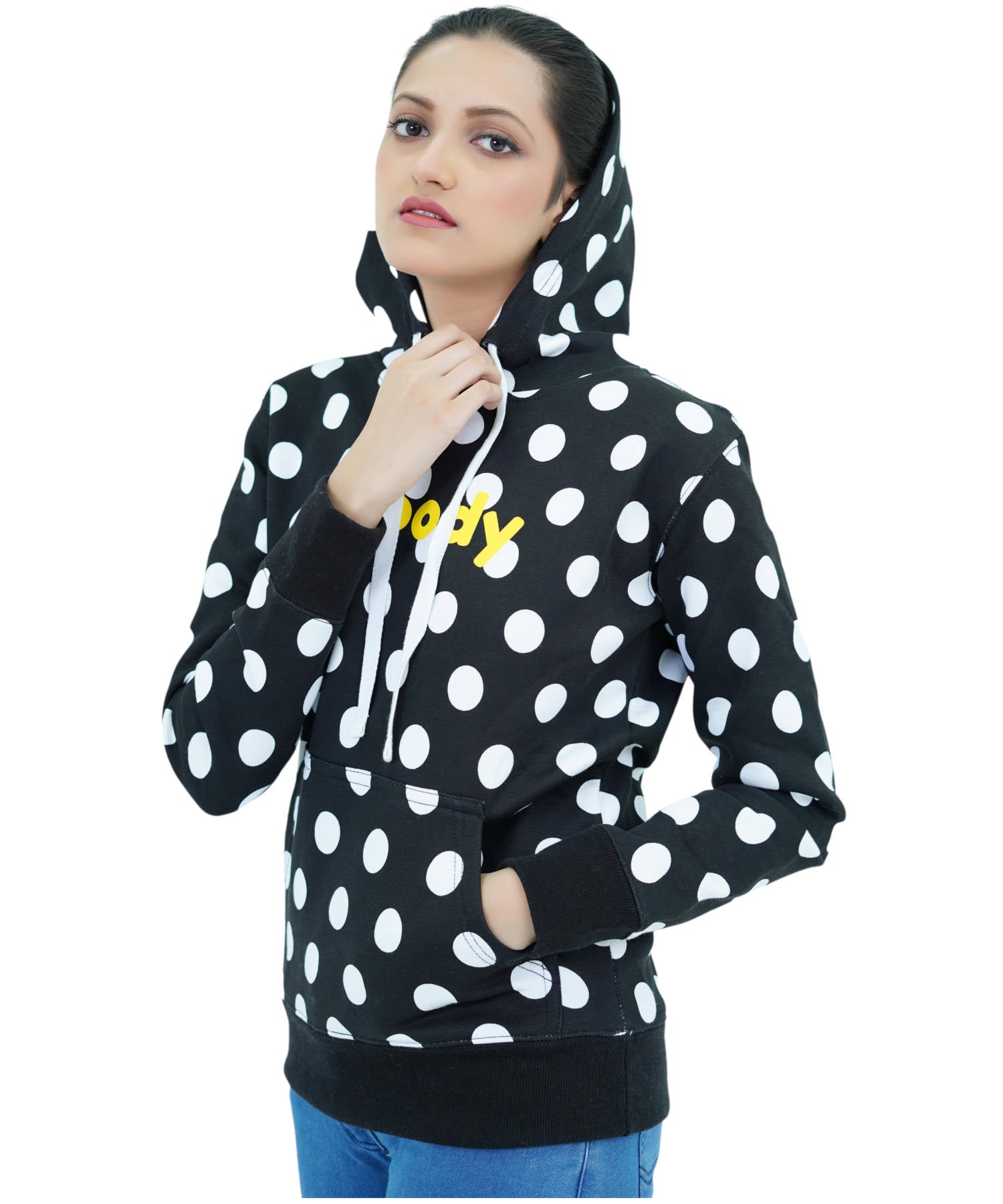 Damen Hoodie Kapuzenpullover Schwarz.