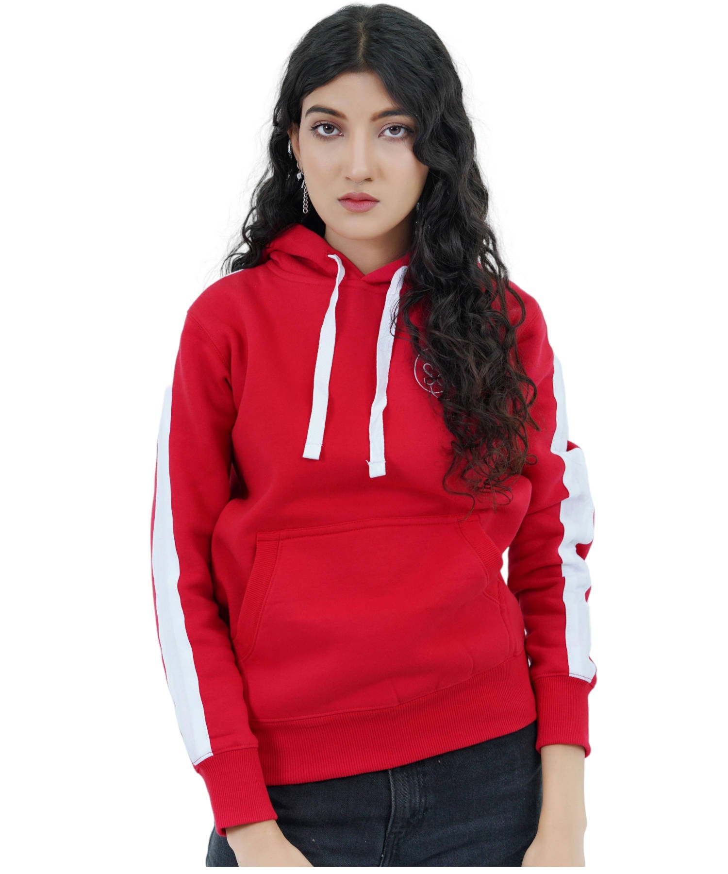 Damen Hoodie Kapuzenpullover Rot.