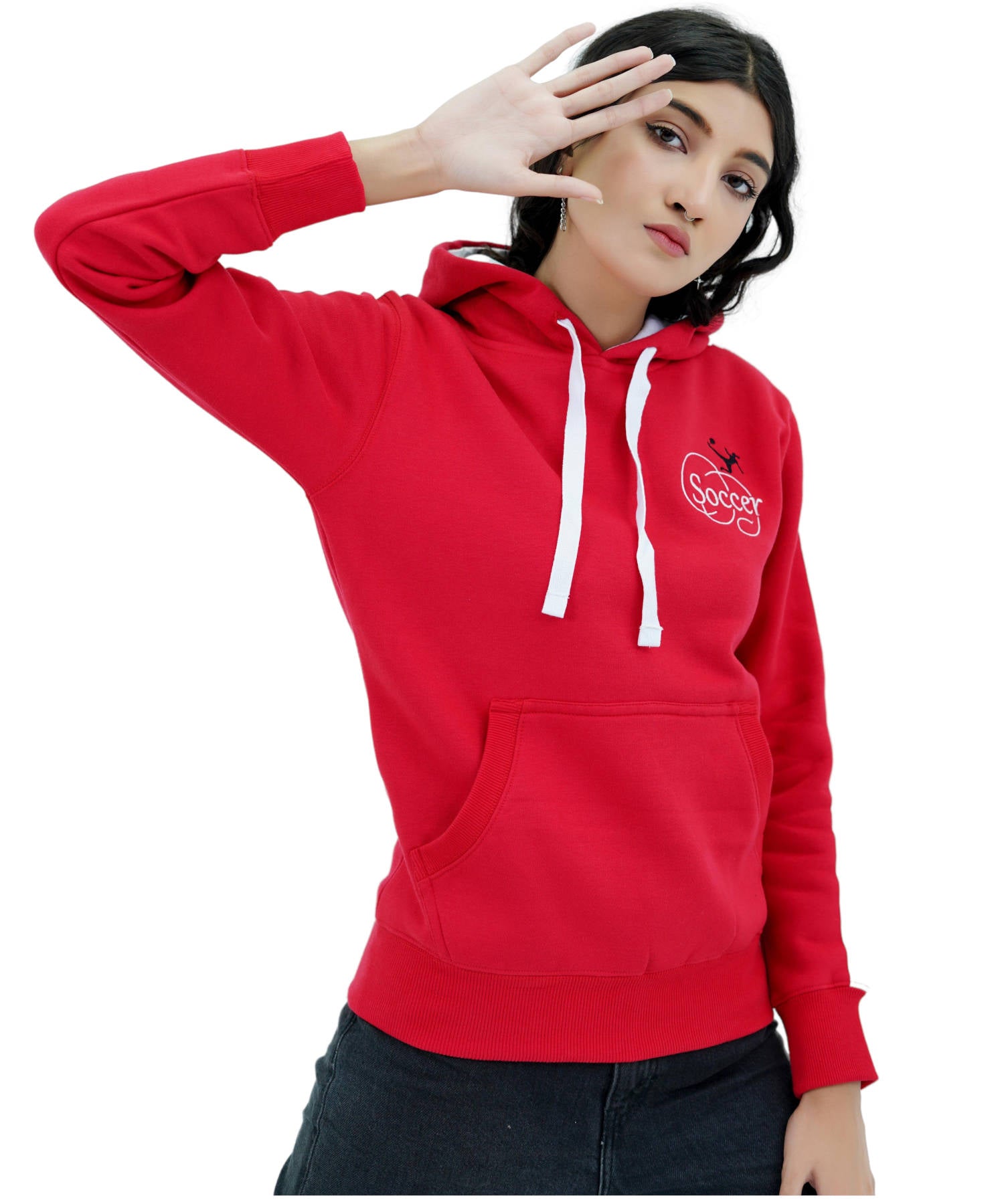 Damen Hoodie Kapuzenpullover Rot.