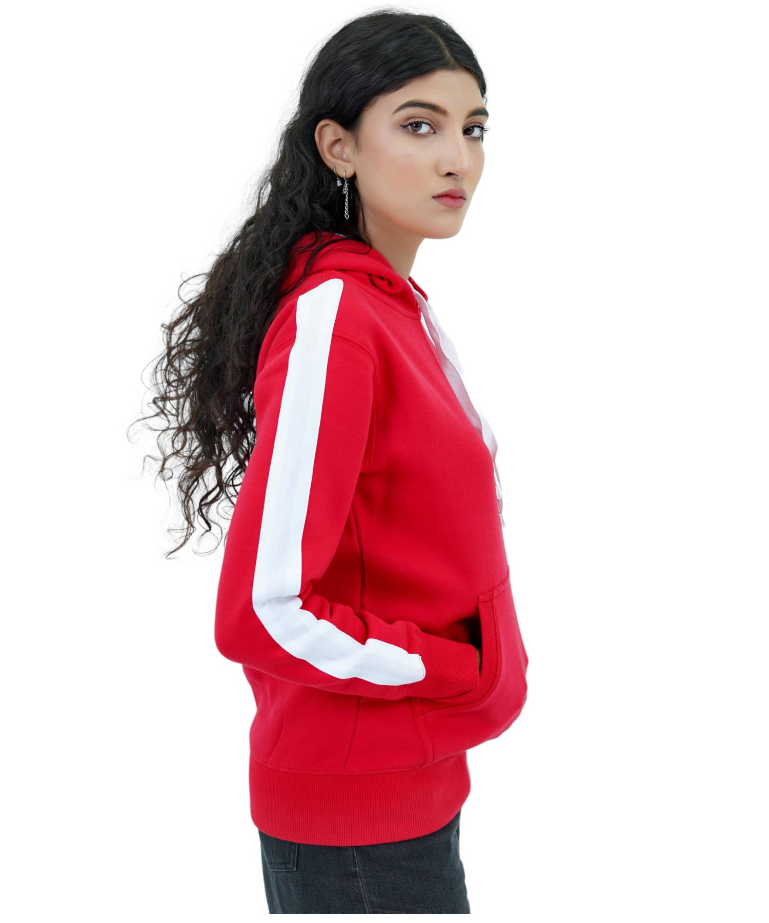 Damen Hoodie Kapuzenpullover Rot.