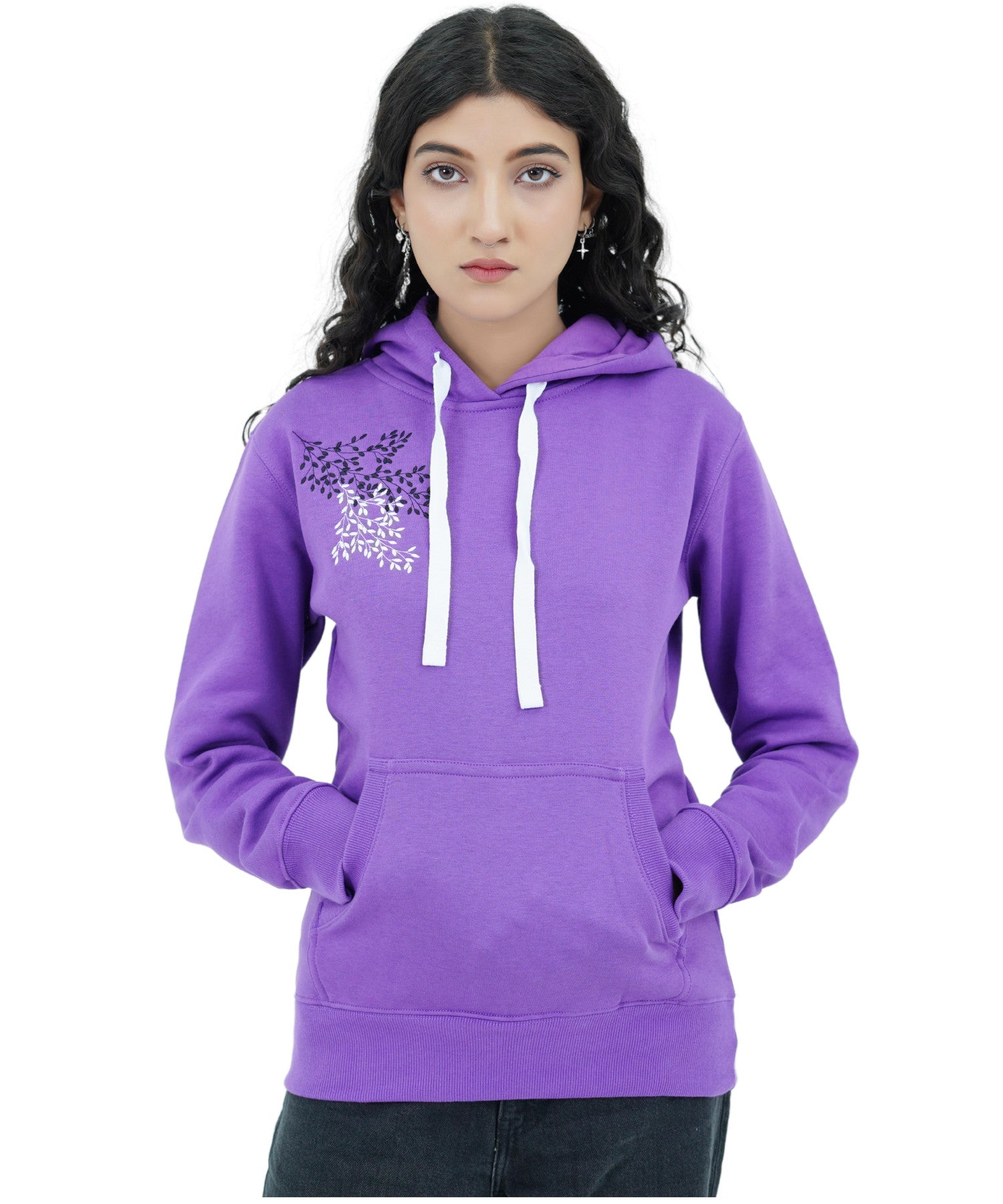 Damen Hoodie Kapuzenpullover Lila