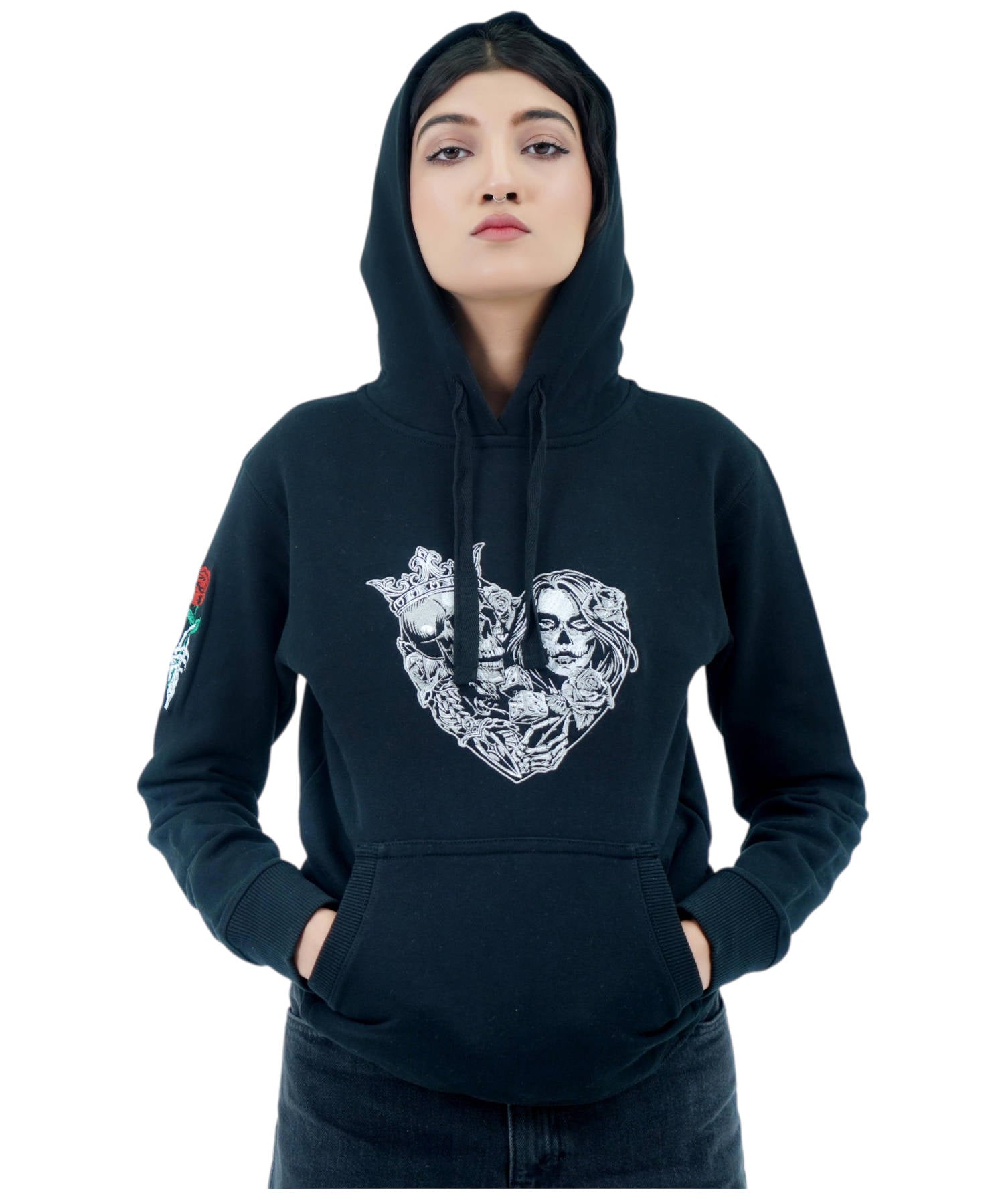 Damen Hoodie Kapuzenpullover Schwarz