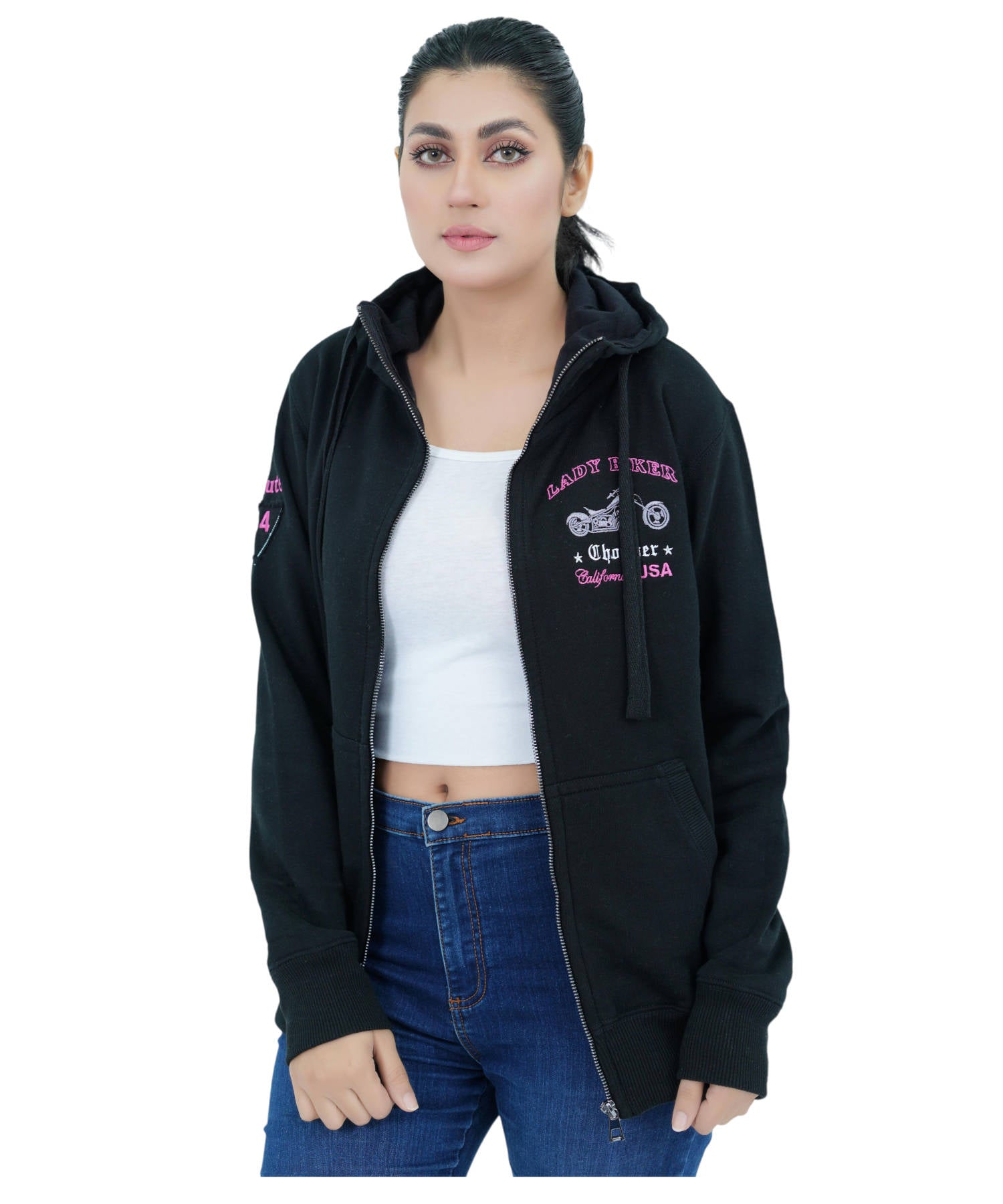 Damen Kapuzensweatjacke Hoodie mit Reißverschluss Lila