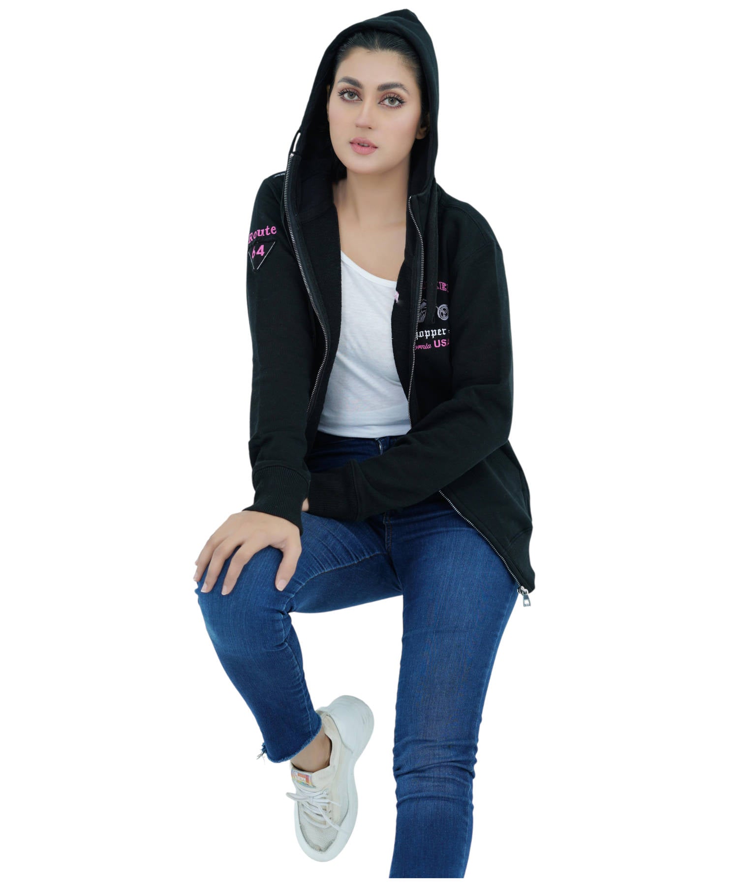 Damen Kapuzensweatjacke Hoodie mit Reißverschluss Lila