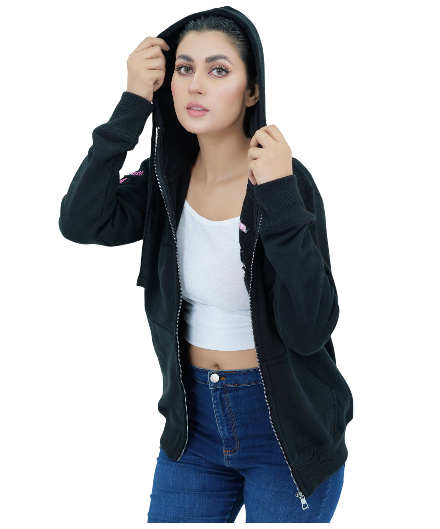 Damen Kapuzensweatjacke Hoodie mit Reißverschluss Lila