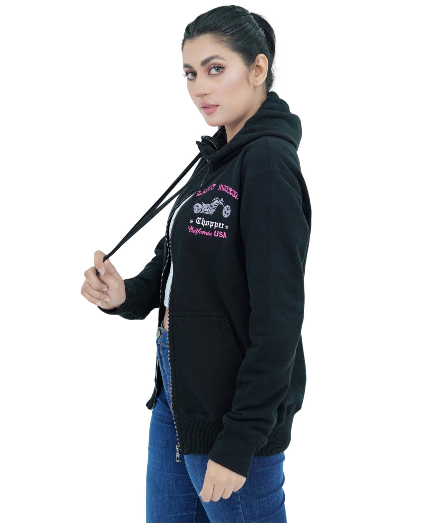 Damen Kapuzensweatjacke Hoodie mit Reißverschluss Lila