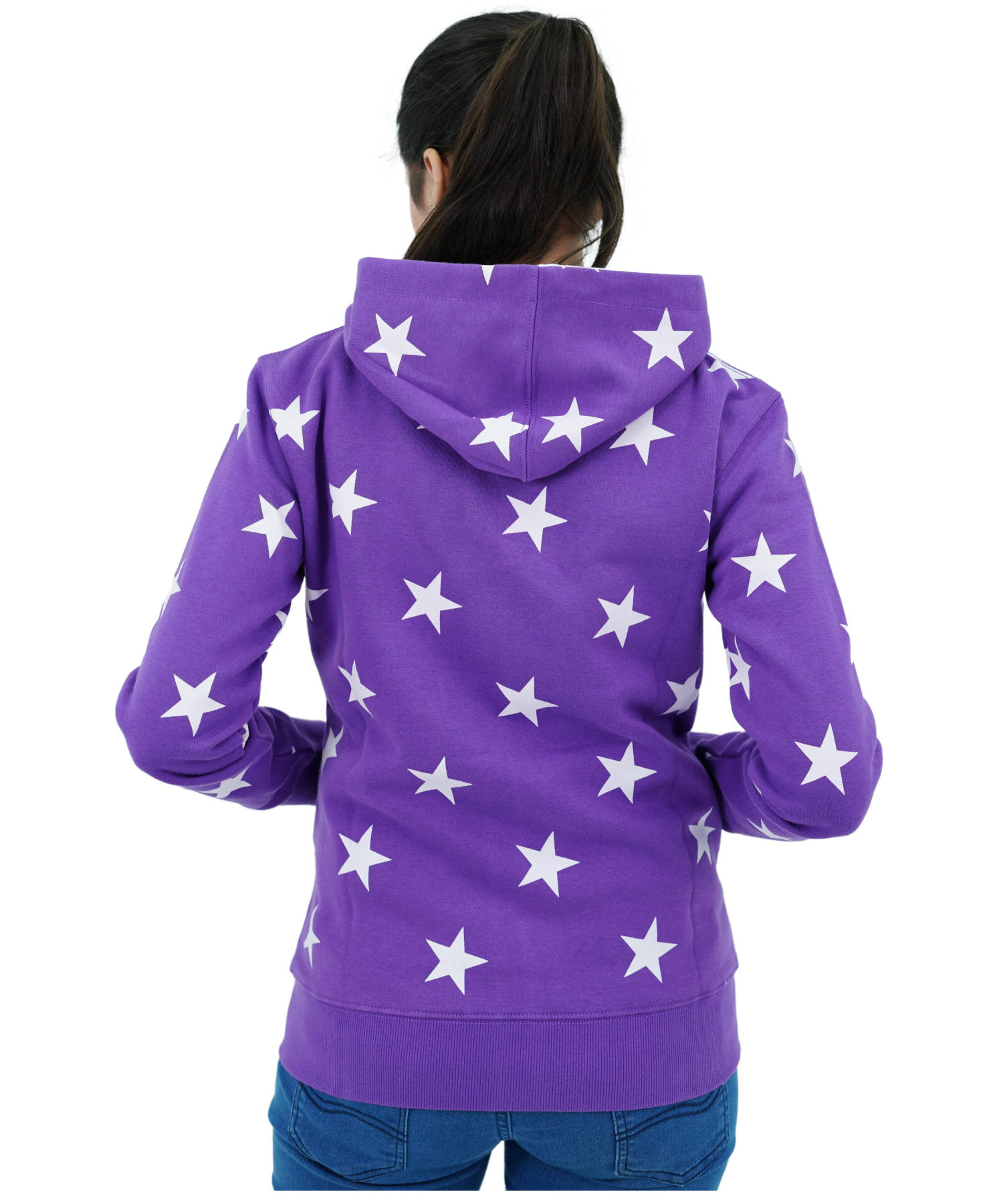 Damen Fleece Hoodie Pulli Kapuzenpullover Sweatjacke Lila Reißverschluss