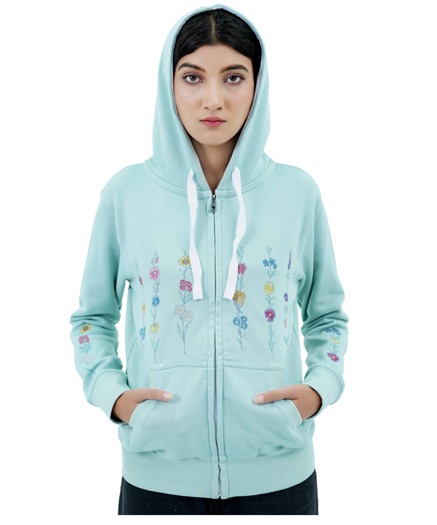 Damen Fleece Hoodie Pulli Kapuzenpullover Sweatjacke Lila Reißverschluss