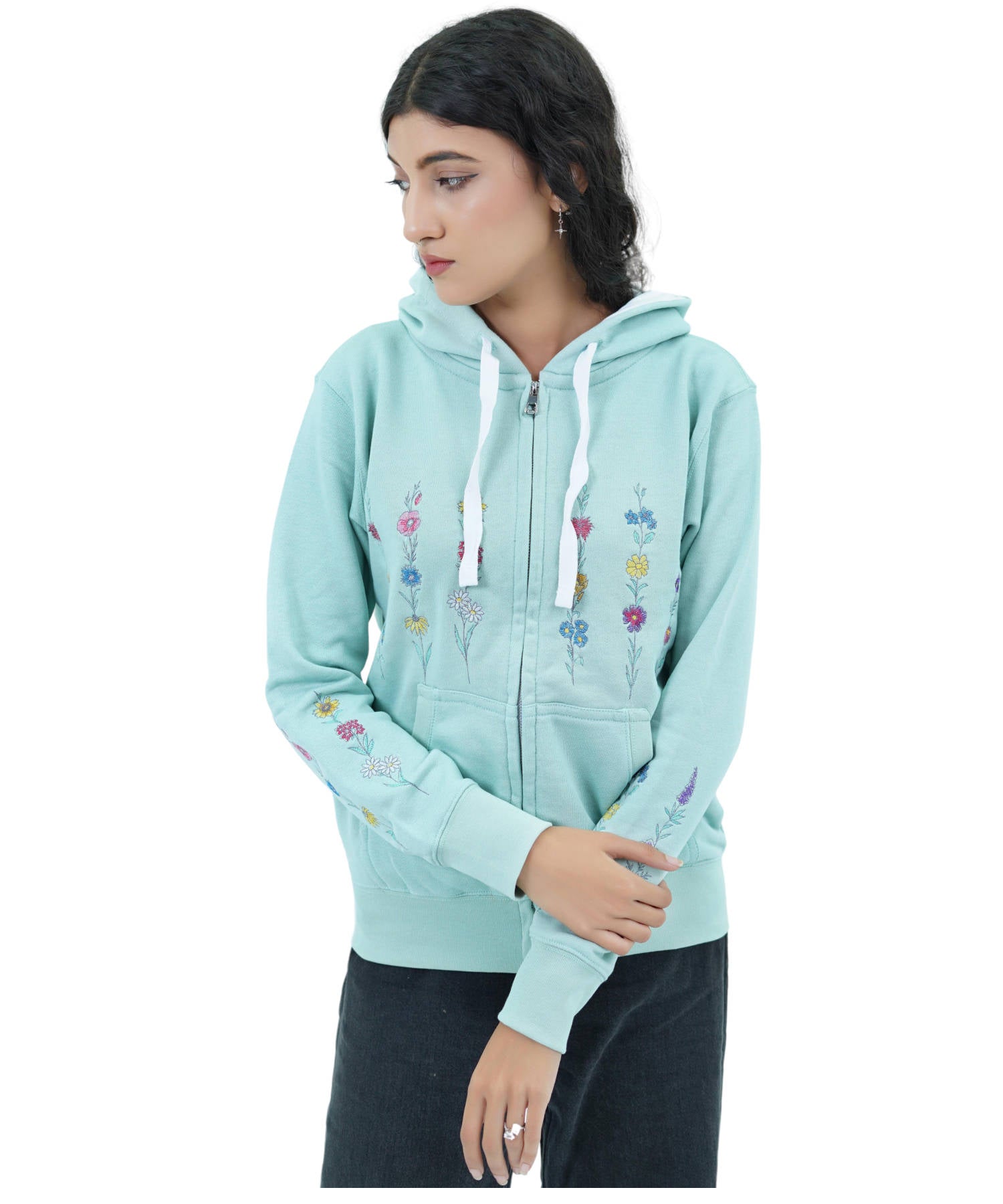 Damen Fleece Hoodie Pulli Kapuzenpullover Sweatjacke Lila Reißverschluss