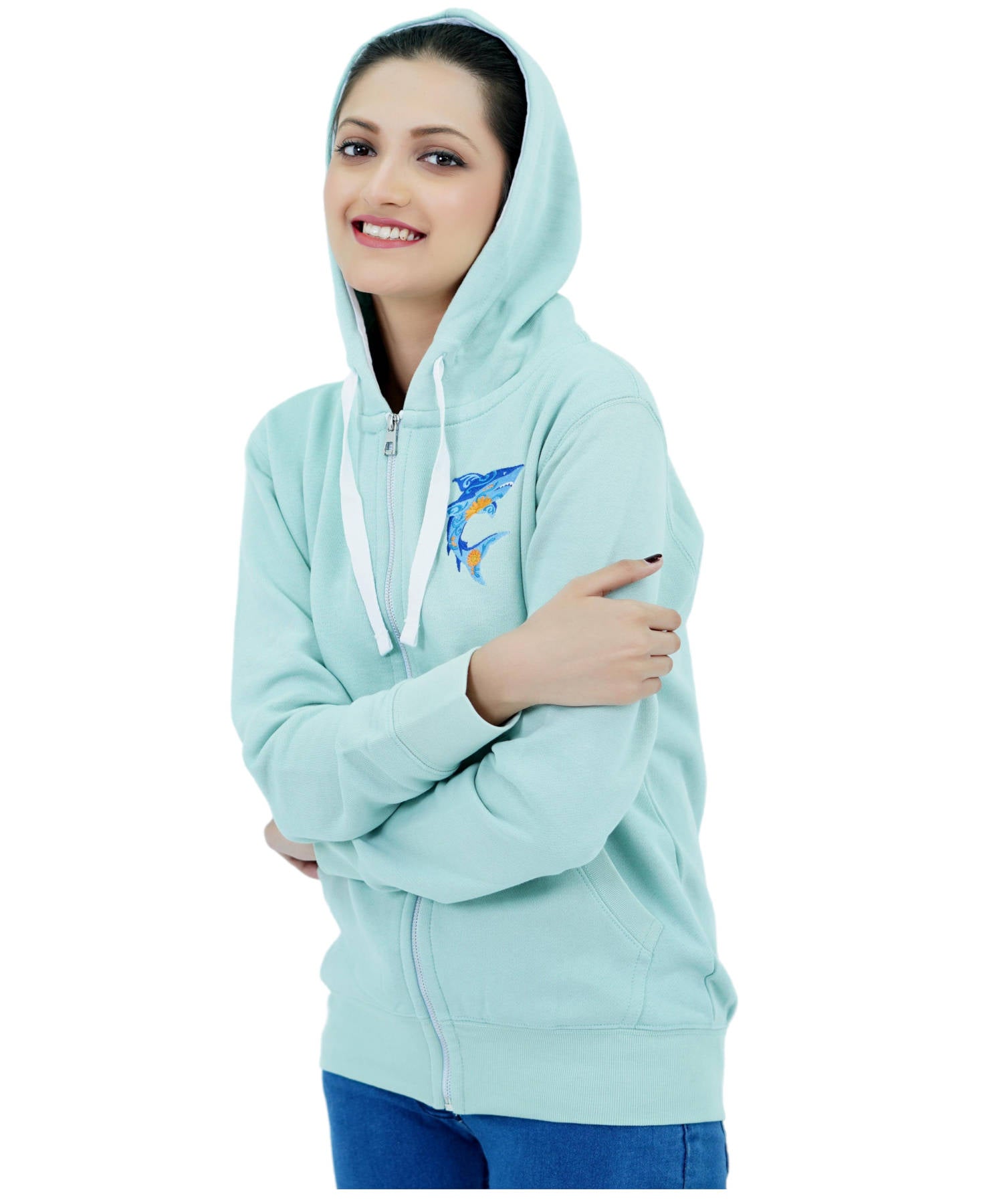 Damen Fleece Hoodie Pulli Kapuzenpullover Sweatjacke Lila Reißverschluss