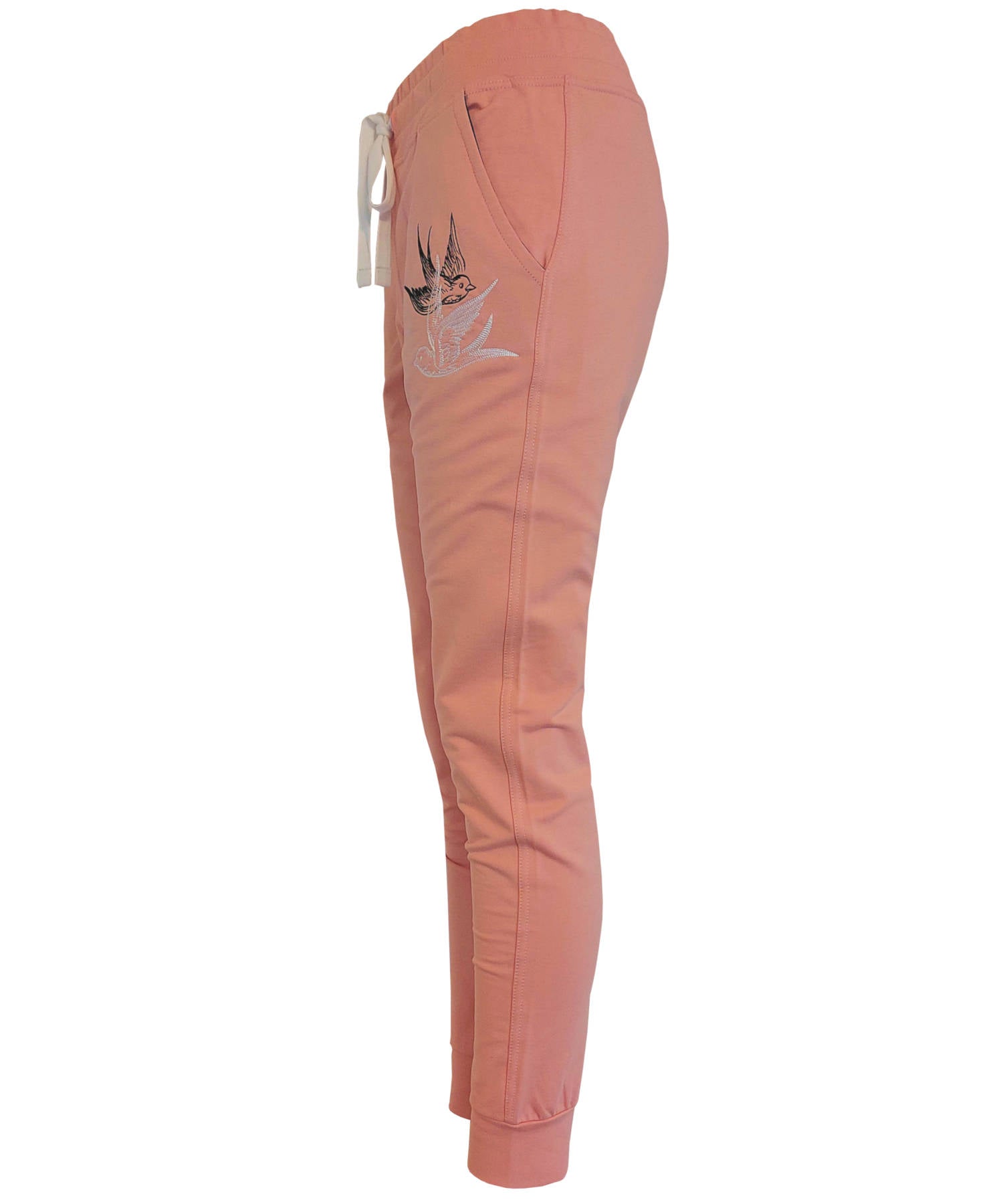 Damen Jogginghose Rosa mit Stickerei aus Baumwolle Slim Fit