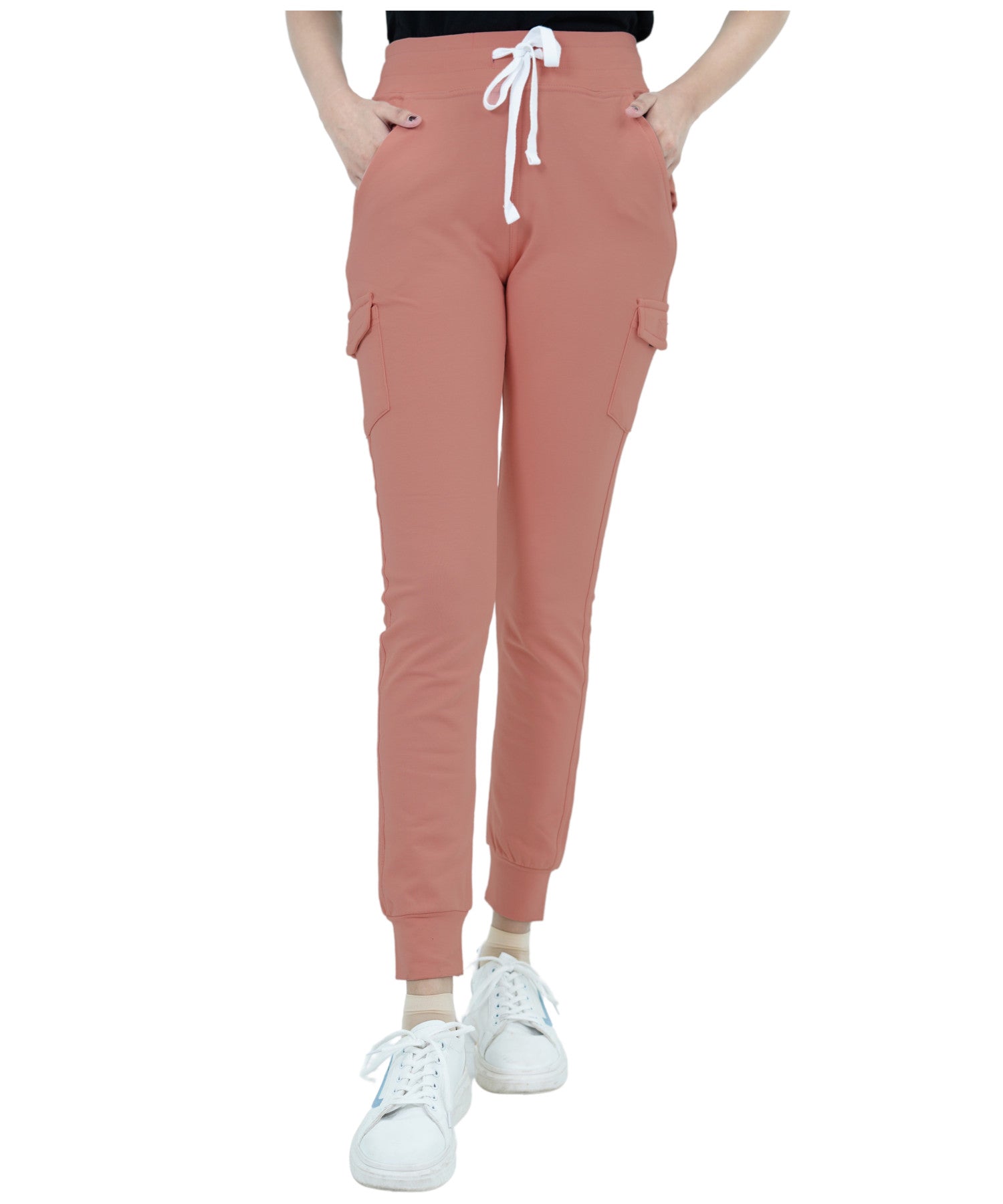 Damen Jogginghose Rosa mit Seitentaschen aus Baumwolle Slim Fit