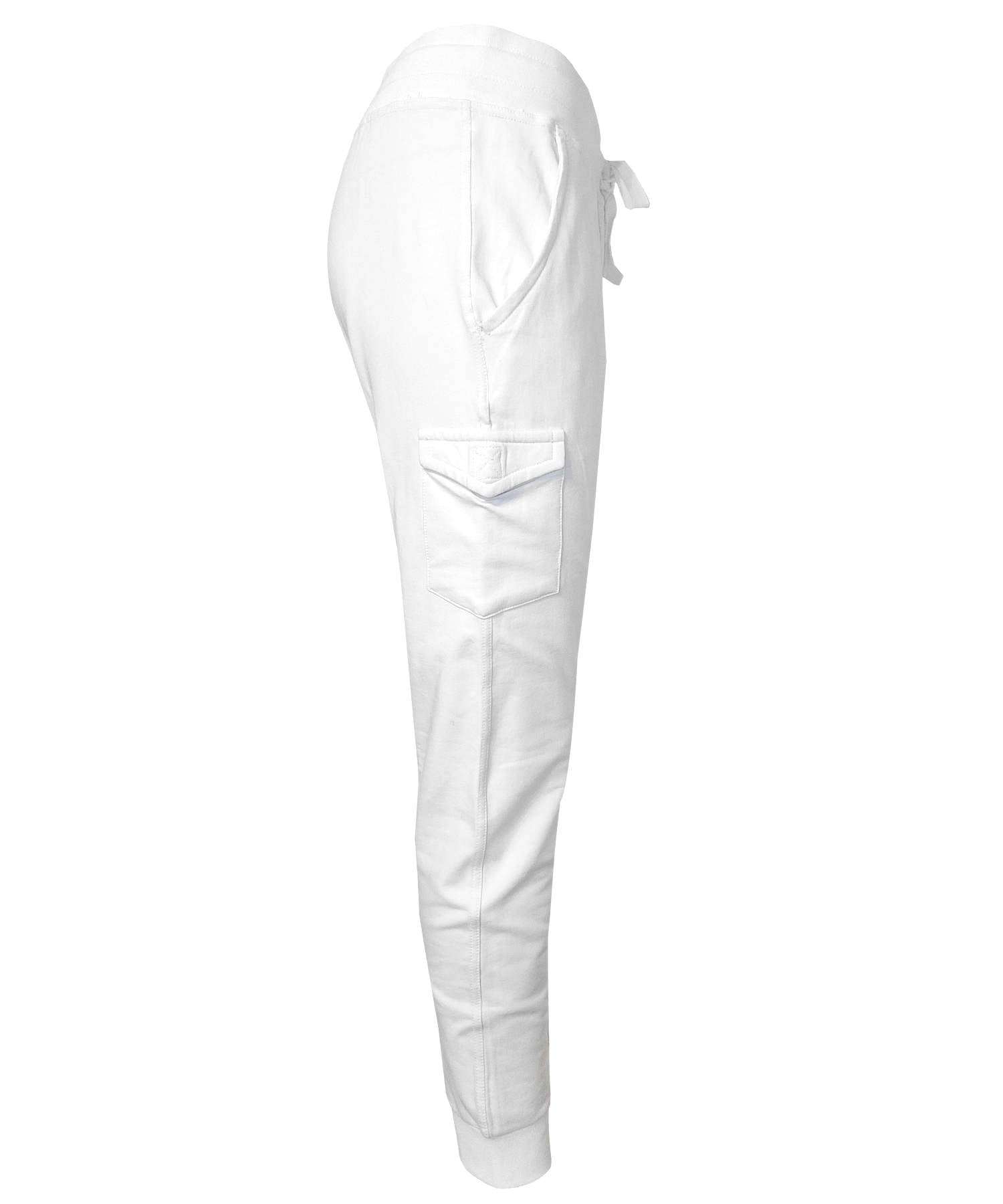 Damen Jogginghose Weiß mit Seitentaschen aus Baumwolle Slim Fit