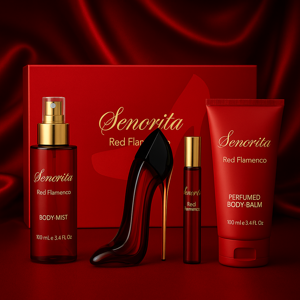 Pflege-Geschenkset Senorita Red Flamenco 4-tlg. Damen Geschenkset Hergestellt in UK